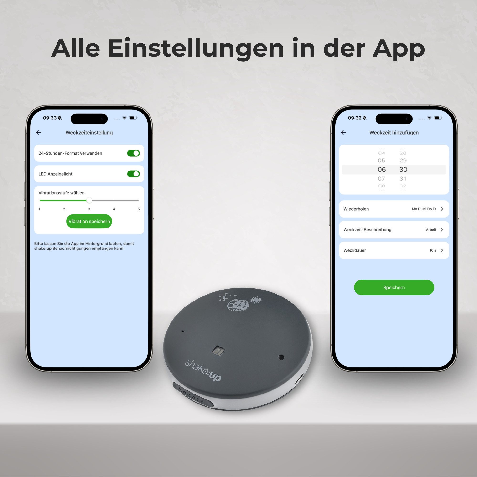 HUMANTECHNIK Wecker mit Vibration & Handyapp >>shake:up – Bild 5 von 5