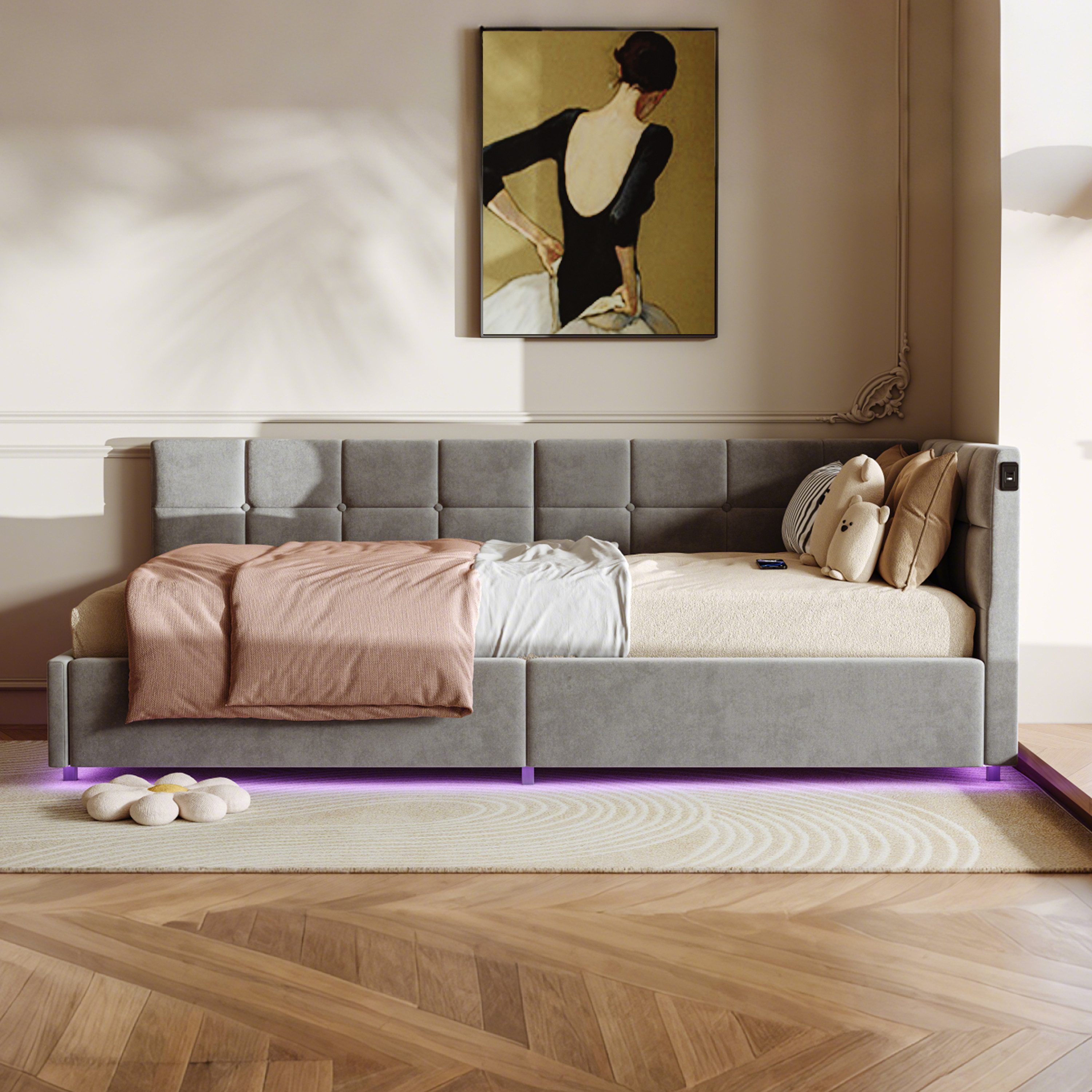 PXloue Polsterbett Daybett Tagesbett (Inklusive USB-Typ-C-Ladeanschluss), L günstig online kaufen