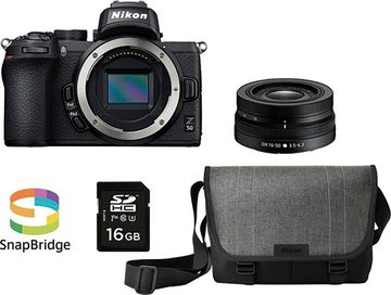 Nikon Z 50 mit dem Objektiv NIKKOR Z DX 16-50 mm 1:3.5-6.3 Systemkamera (Weitwinkelzoom-Objektiv NIKKOR Z DX 16-50 mm 1:3.5-6.3, 21,51 MP, Bluetooth, WLAN (Wi-Fi)