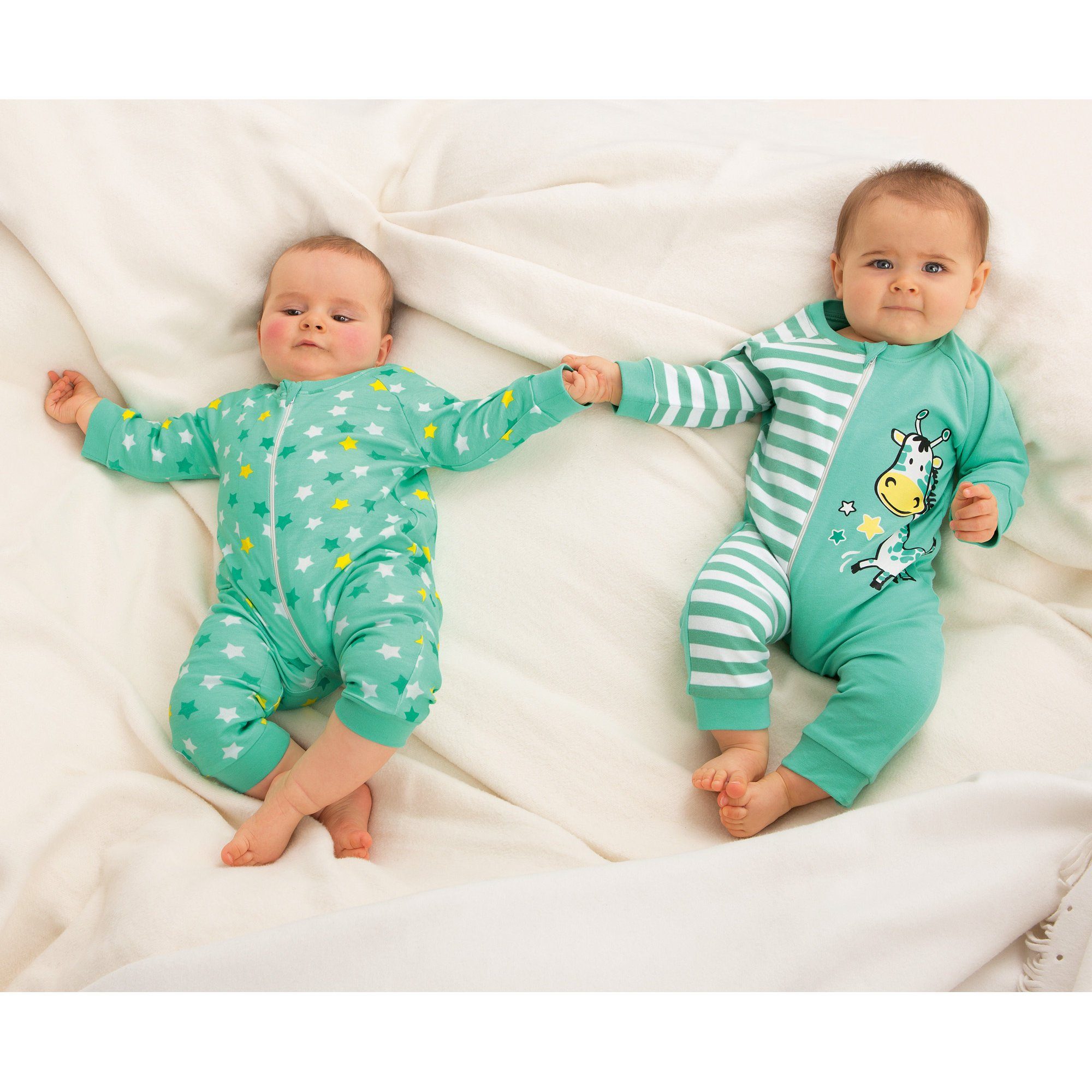 Erwin Streifen Pyjama Interlock-Jersey Baby-Schlafanzug (2 tlg) 2er-Pack Müller