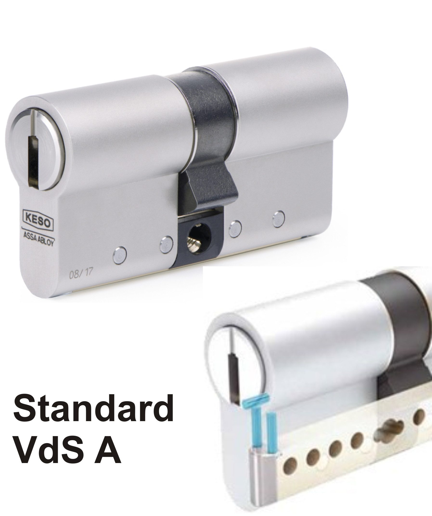 KESO Profilzylinder KESO 8000 Ω Doppelzylinder Standard VdS A 81.C15 C16, Prio Außen