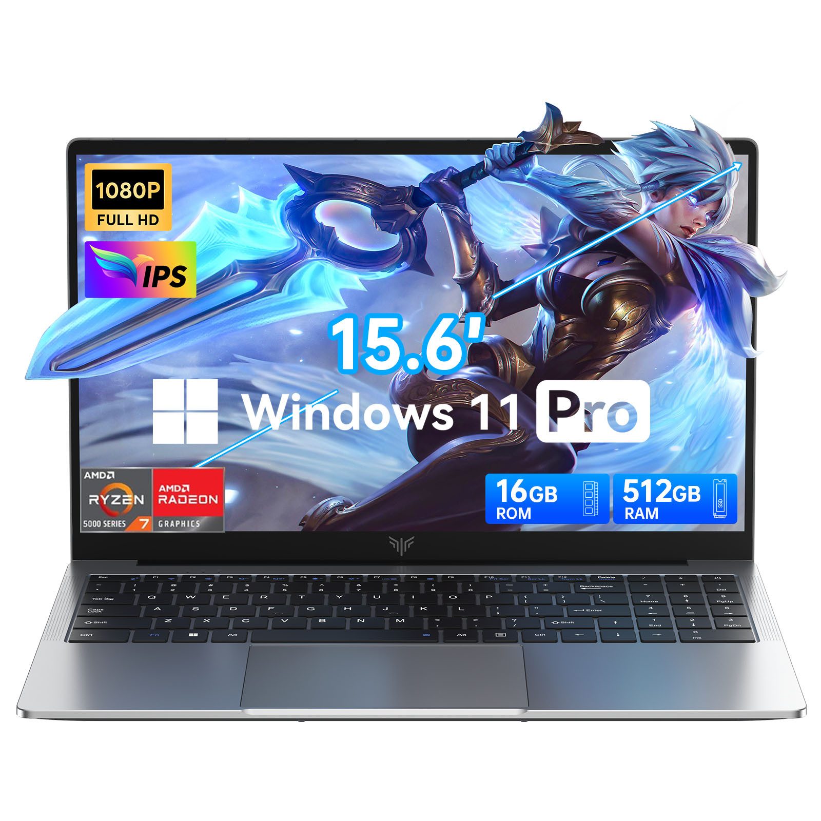 ACEMAGIC Laptop 15,6 Zoll FHD IPS Display, AMD R7 7730U, 16GB RAM, 512GB SSD Notebook (39,6 cm/15.6 Zoll, AMD AMD Ryzen 7 7730U 7730U, AMD Radeon Grafik, 16 GB, 512 GB SSD, Windows 11 Pro, HDMI, WIFI 6, Bluetooth 5.2, Deutscher Tastaturfolie)