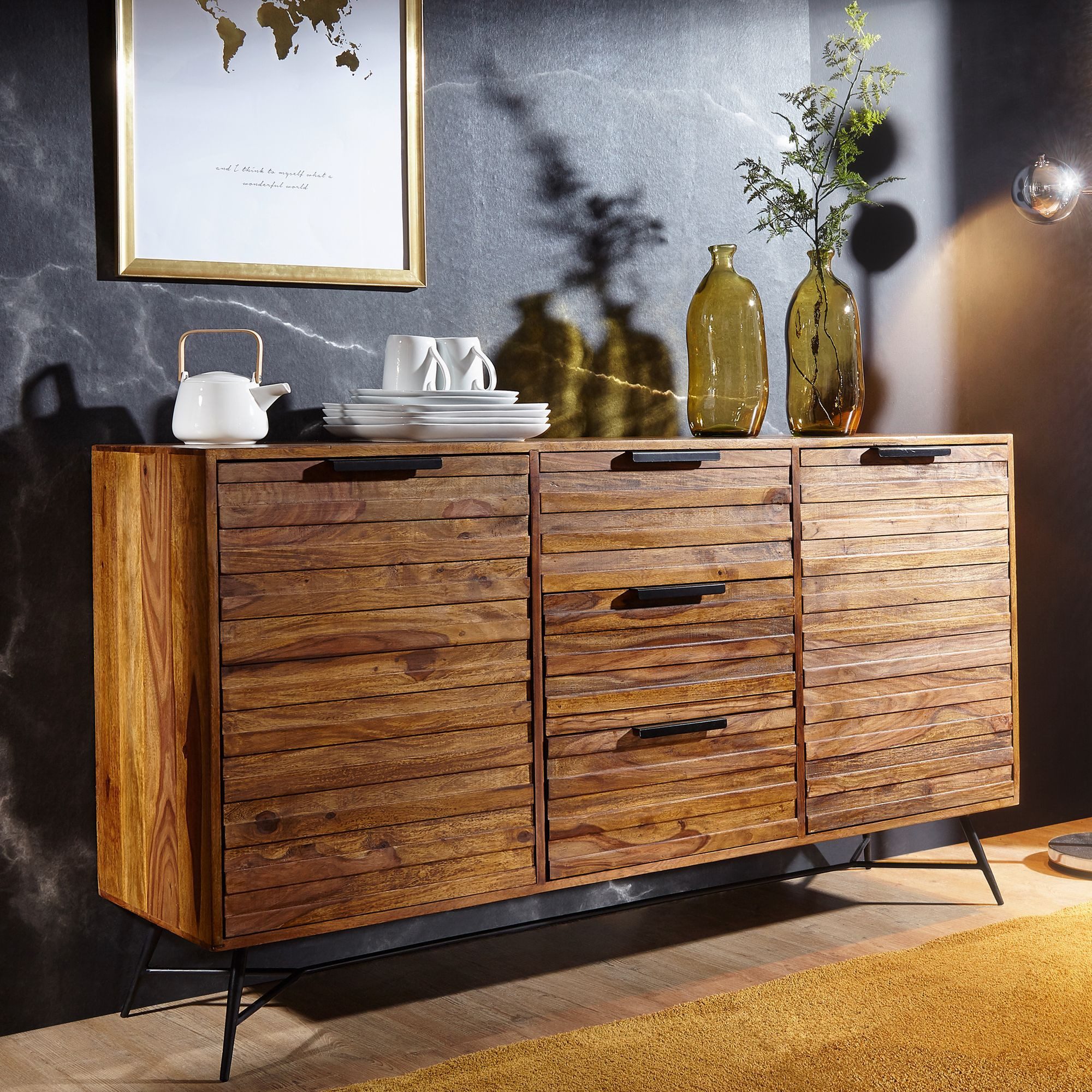 FINEBUY Sideboard FB50890 (Massivholz 160x40x88 cm günstig online kaufen