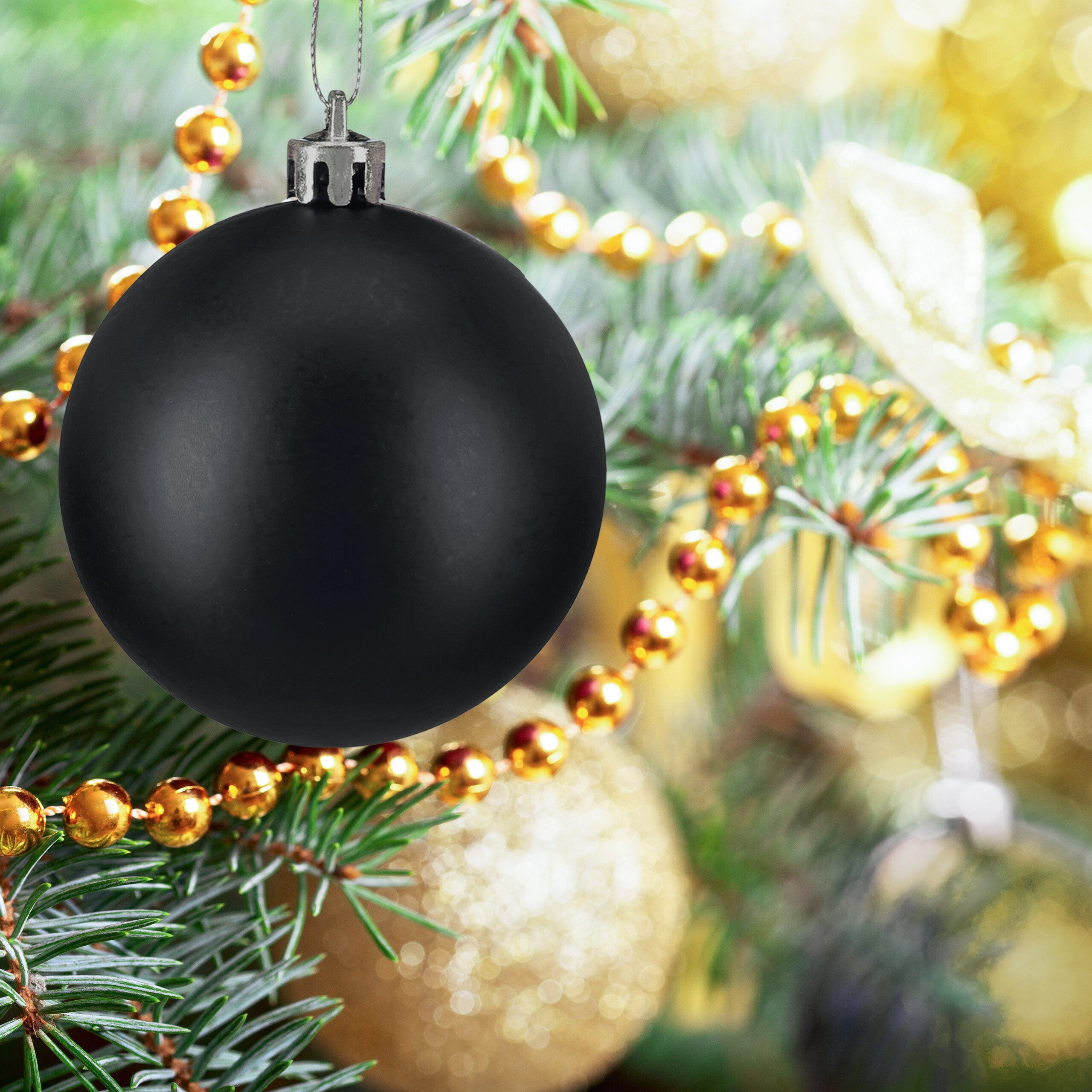relaxdays Weihnachtsbaumkugel Weihnachtskugeln 100er Set (100 St), schwarz
