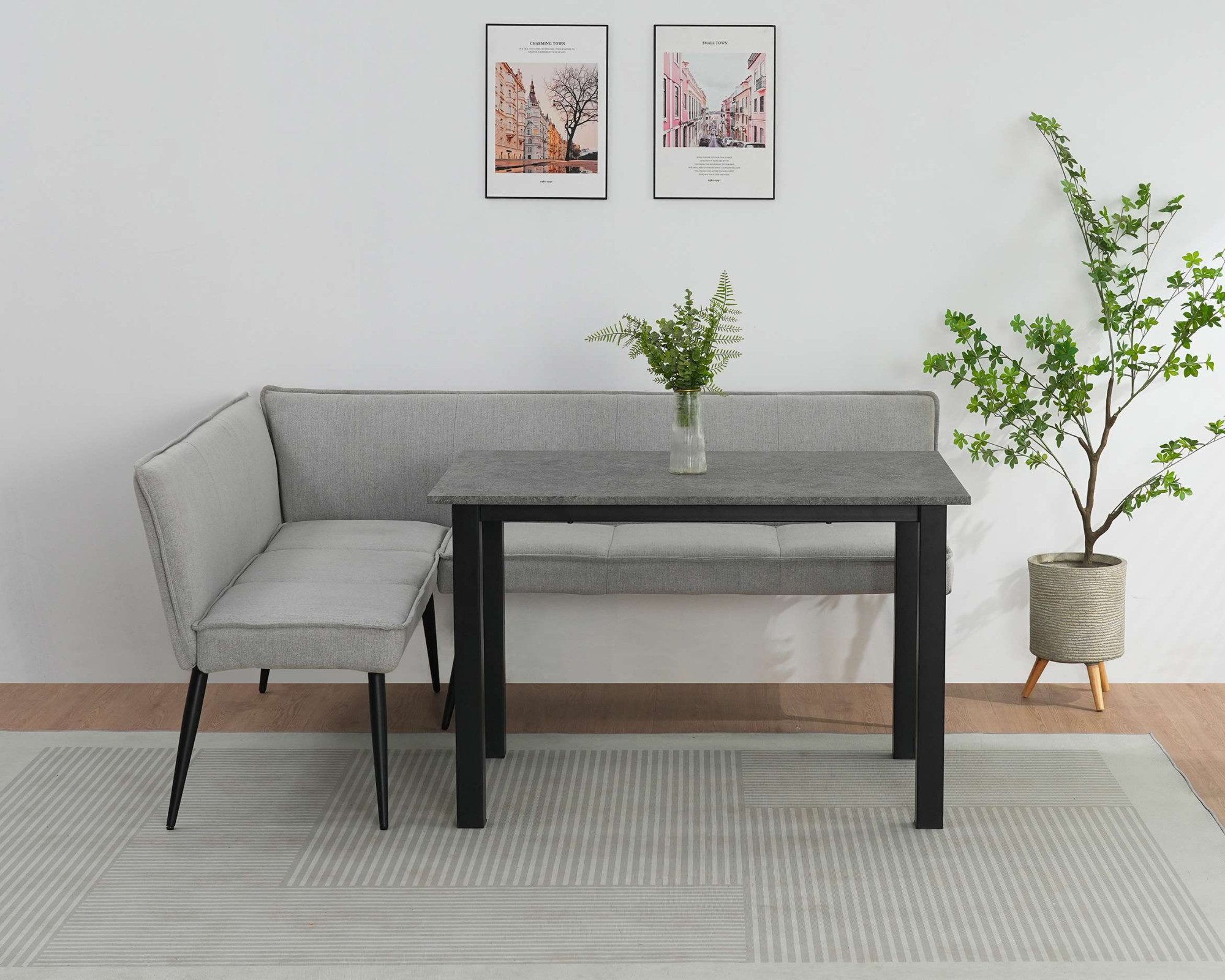 OTTO home Essbank Ianna, schwarze Metallbeine, pflegeleichtem Webstoff Bezug, Breite 193 cm