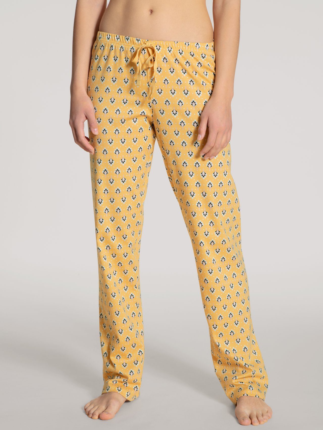 CALIDA Pyjamahose Calida Pyjamahose aus (1 Stück, reiner 29395 1-tlg) gelb Baumwolle