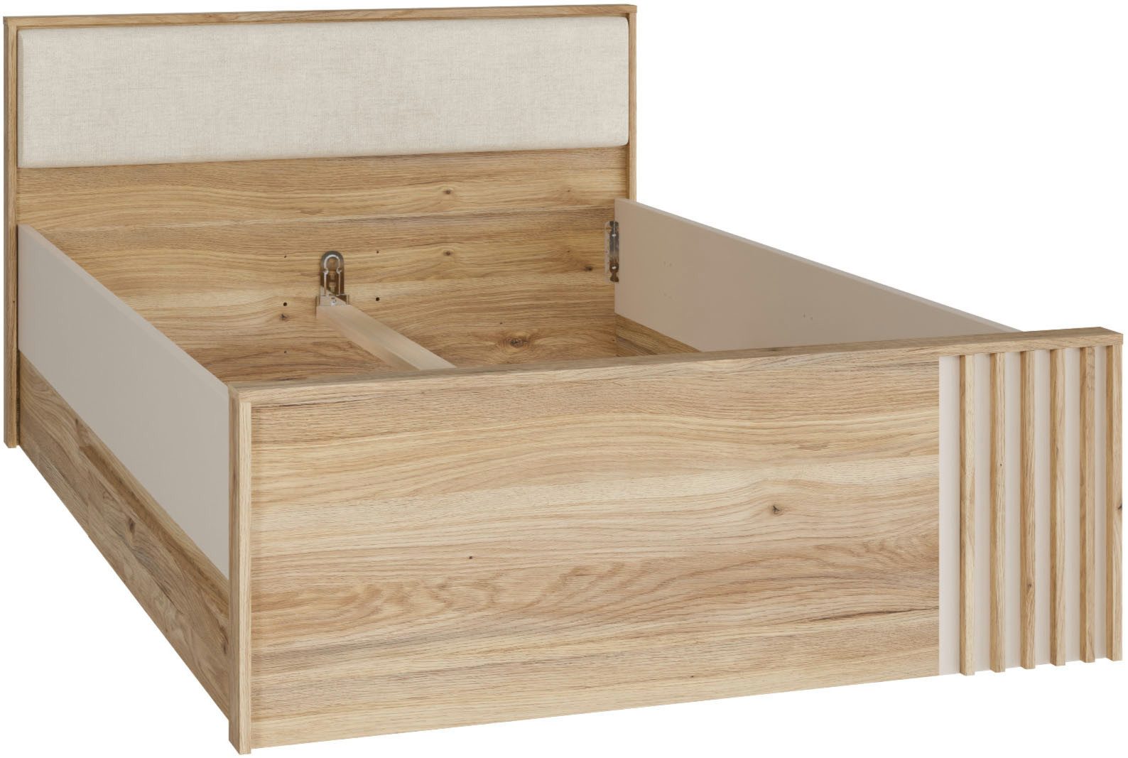 FORTE Bett Bett mit Stauraum 2 SK, Kopfteil gepolstert, B/H/T 130/84/213 cm, in 2 Farben erhältlich