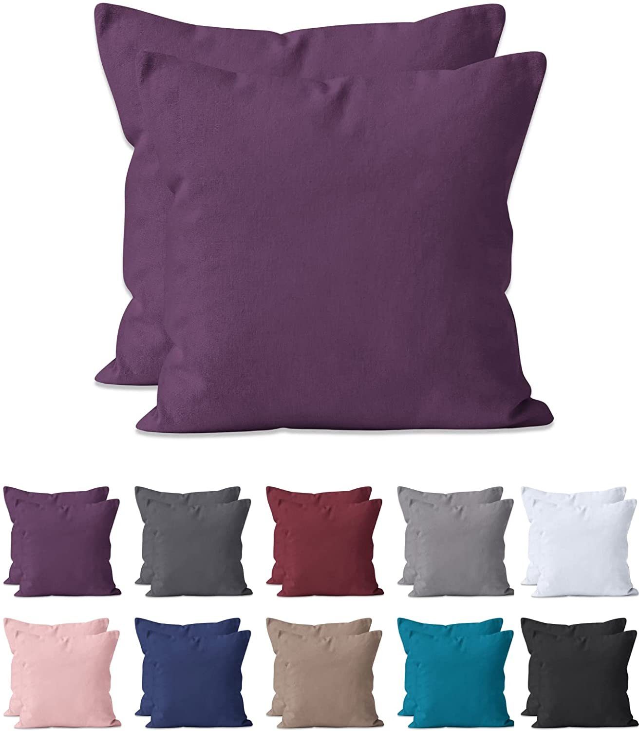 Kissenbezug 2-er Set Kissenbezug Mikrofaser, Doppelpack Kissenhüllen ca. 95 g/m², Dekorative Dekokissen Sofakissen Lendenkissen Wurfkissenbezug mit Reißverschluss