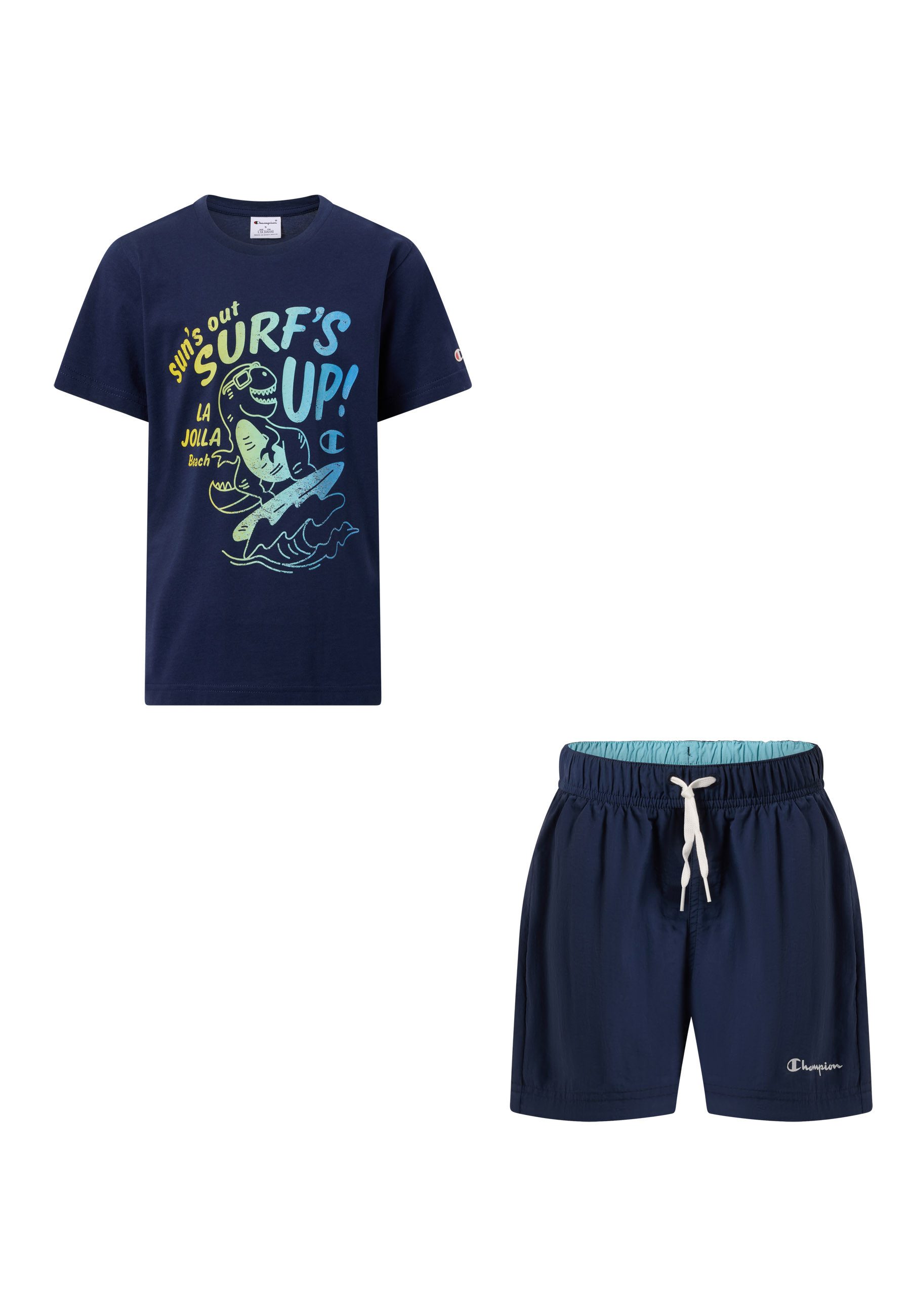 Champion T-Shirt & Shorts Kids' Beach Set (2-tlg) für Kinder und Jugendliche geeignet, aus Baumwolle