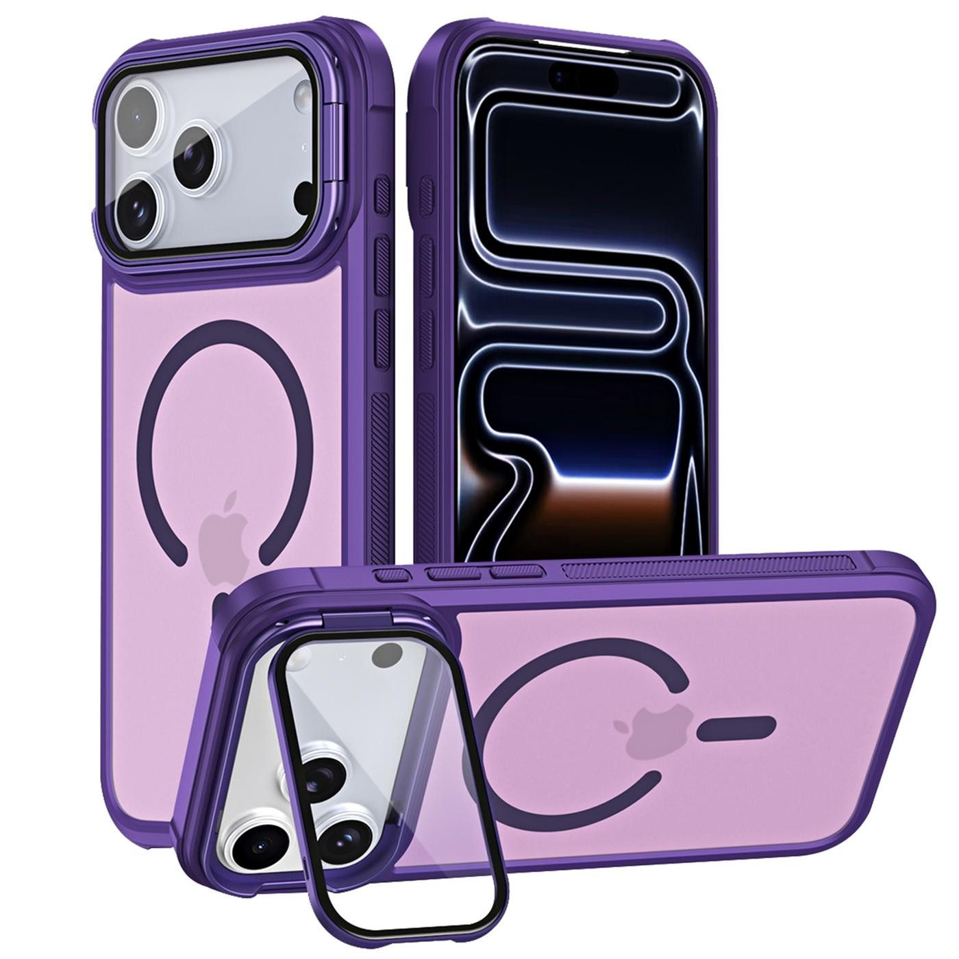CoolGadget Handyhülle Hybrid CAM Handy Hülle für Apple iPhone 17 Pro Max 6,9 Zoll, Kameraschutzglas klappbar Schutzhülle Metallring für Magsafe Zubehör