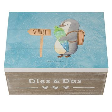 Mr. & Mrs. Panda Dekokiste Pinguin Schultüte - Eisblau - Geschenk, Kiste, Erinnerungsbox, 1. Kla (1 St)