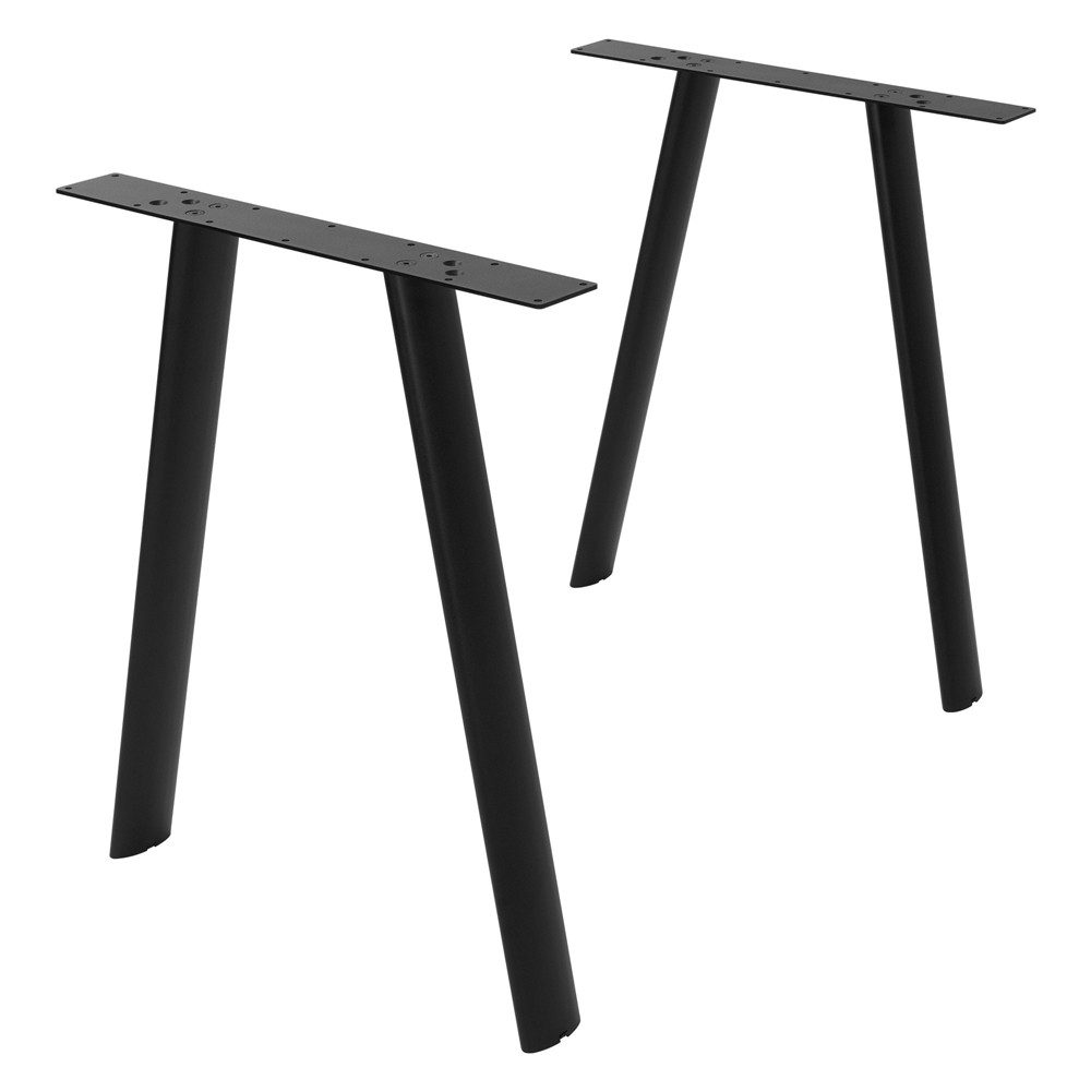 ML-DESIGN Tischbein Tischbeine Metall Schwarz 2er Set Tischgestell Outdoor wetterfest, Tischfüße A-Form Tischkufen Stahl Untergestell Möbelfüße 60x72cm Flach