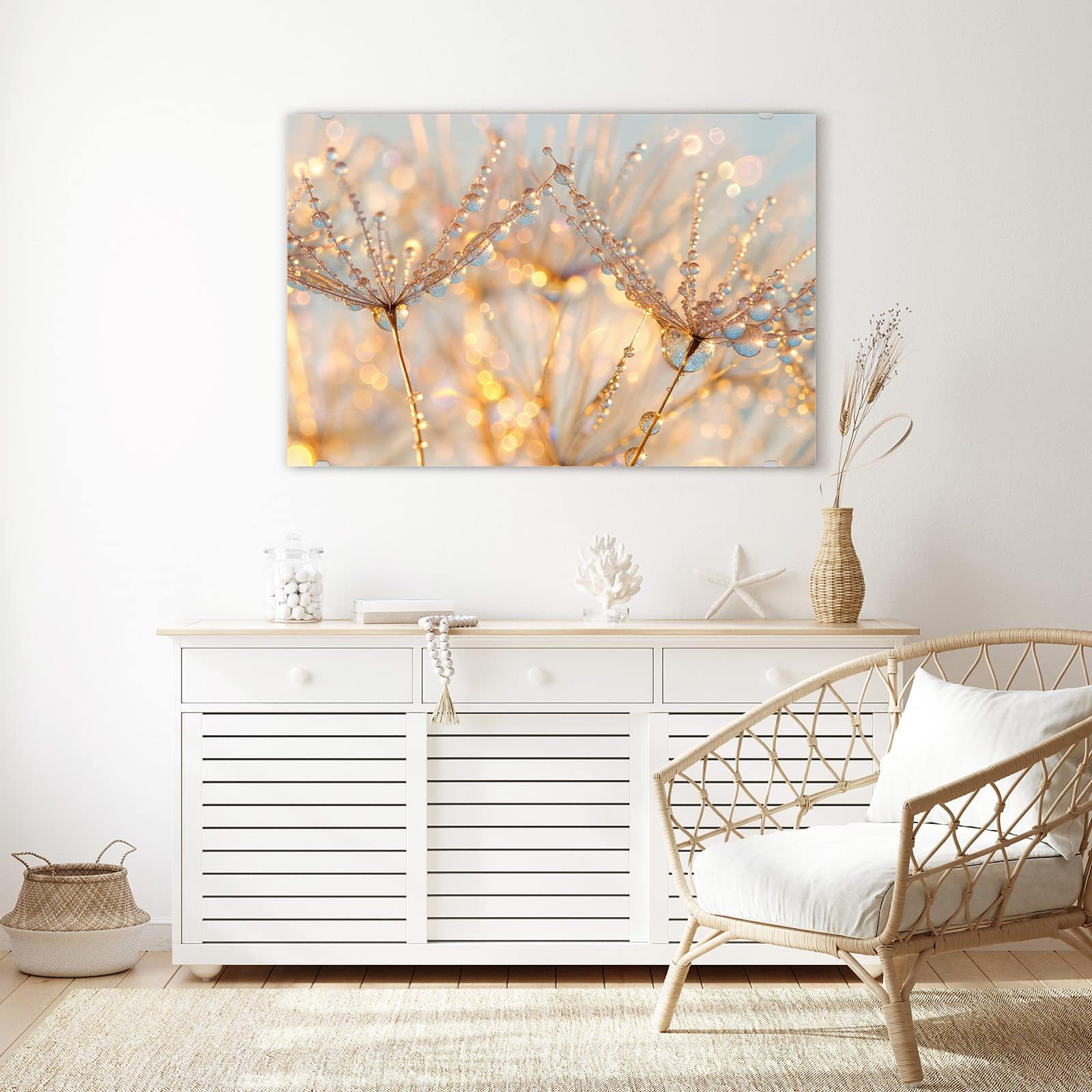 Primedeco Glasbild Wandbild Tautropfen Panorama mit Aufhängung, Blumen & Pflanzen (21 verschiedene Größen, 1 St), Elegante Aufhängung – Bild 3 von 5