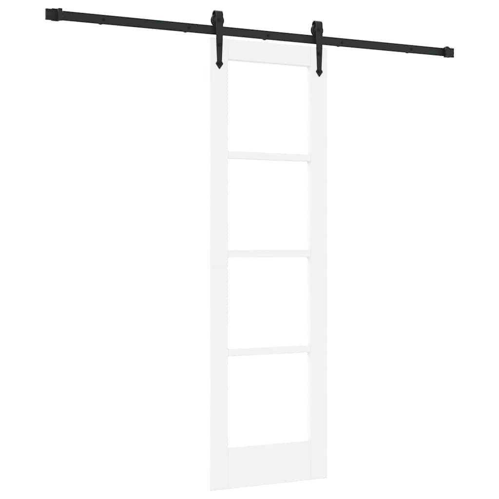 furnicato Schiebetür ORKDAL Massivholz Glas 61 x 198,5 cm Weiß, Leise gleitende Glasschiebetür mit Hardware-Set für deinen Flur
