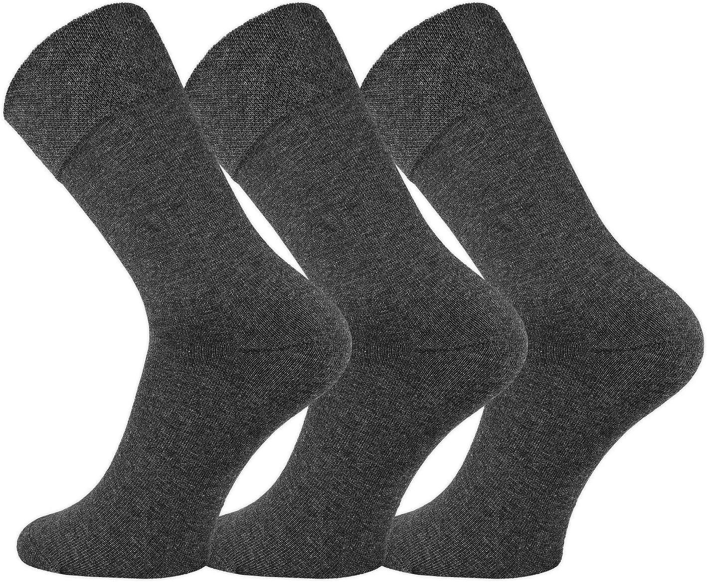 FussFreunde Basicsocken 6 Komfort breitem Baumwoll-Socken mit Paar Piqué-Bund Anthrazit