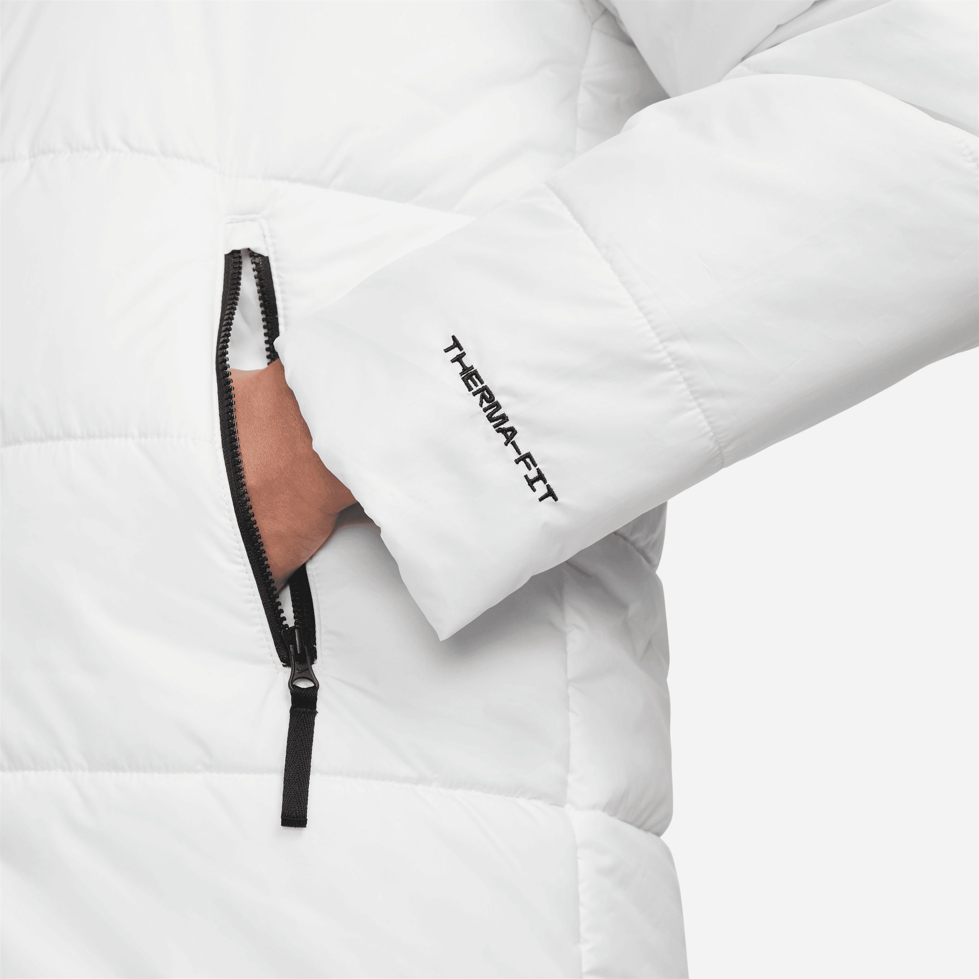 WHITE/BLACK/BLACK Repel Nike SUMMIT Parka Hooded Sportswear Women's Steppmantel Therma-FIT