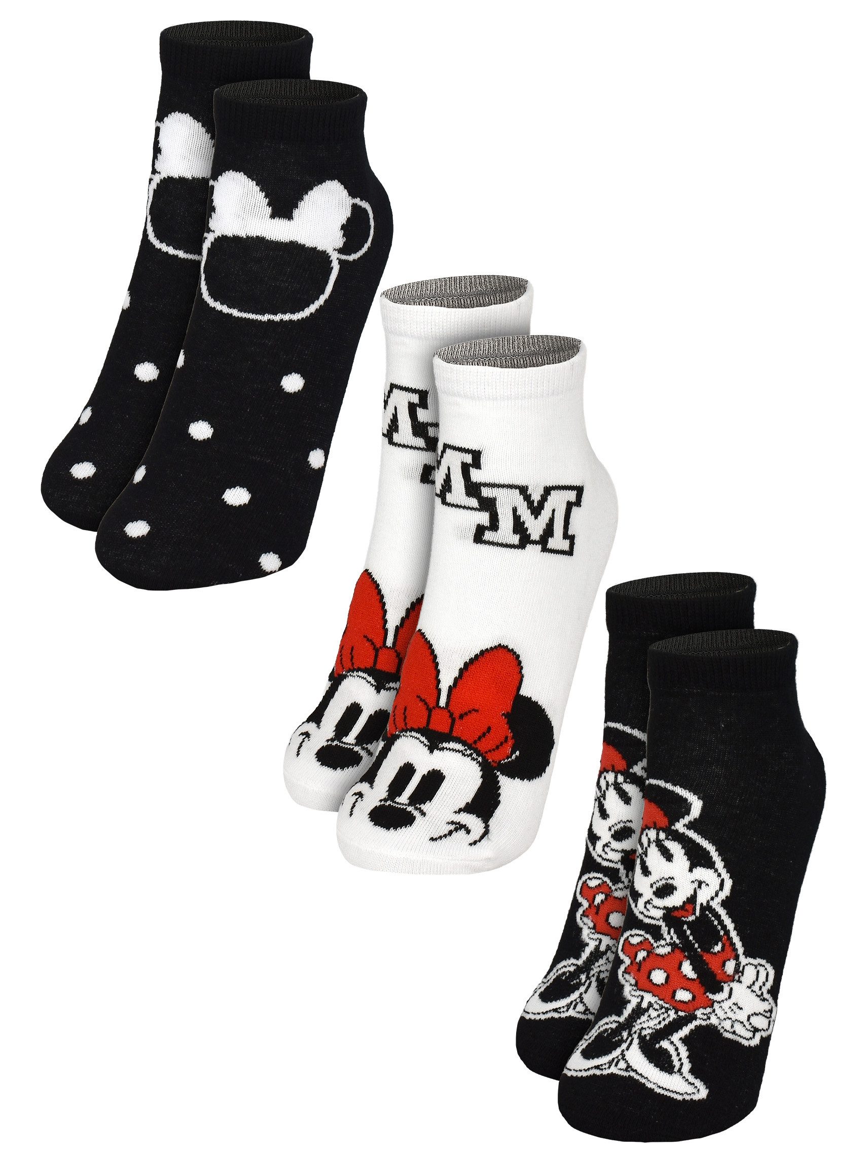 United Labels® Socken Disney Minnie Mouse Socken Sneaker Strümpfe (3er Pack) Originallizenz