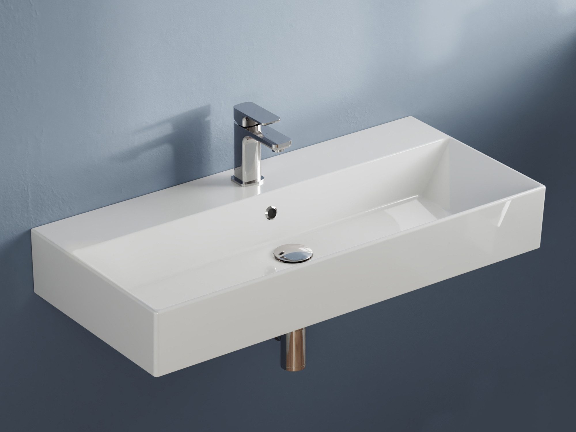 Aqua Bagno Waschbecken Aufsatzwaschbecken 90cm weiß eckig wandhängend Waschtisch