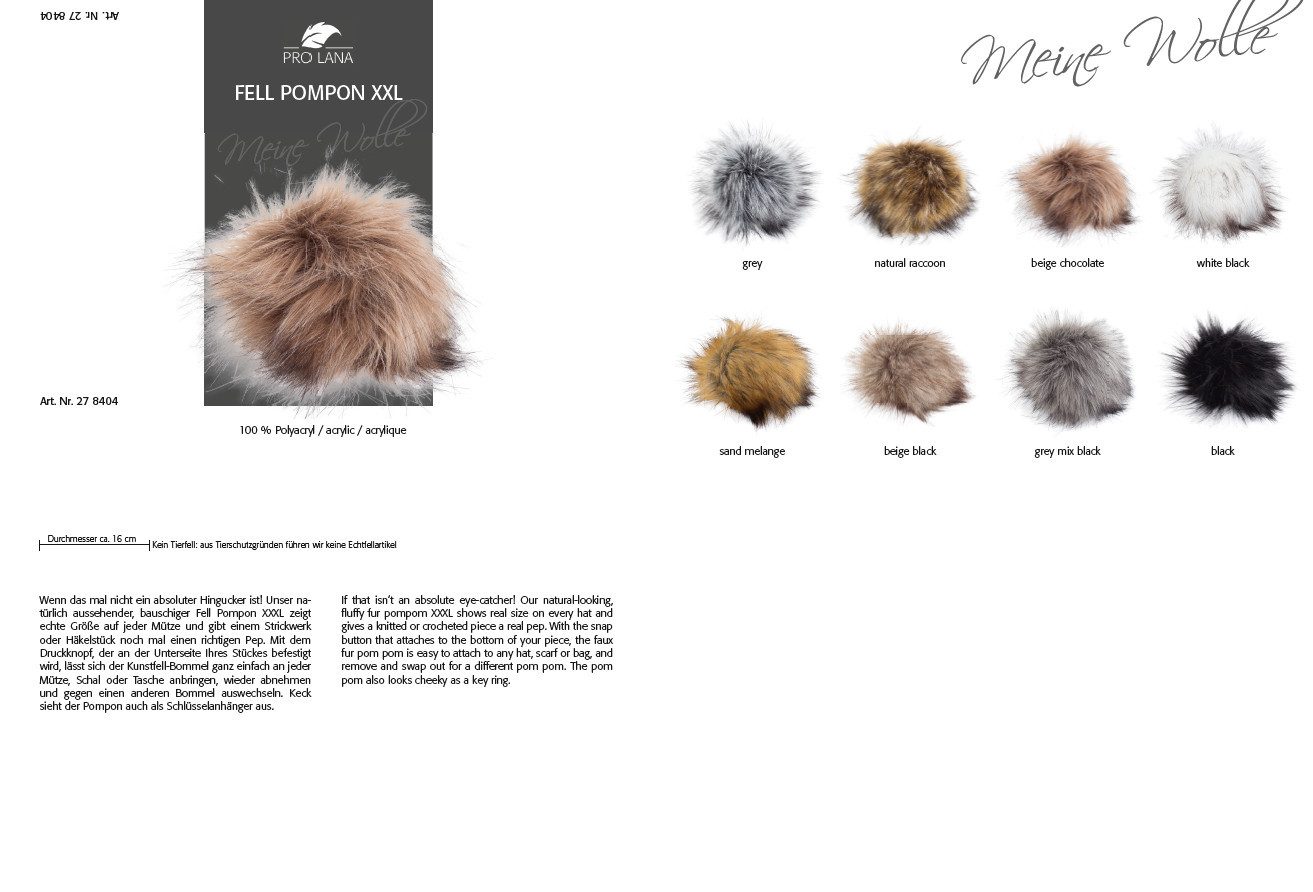Pro Lana Bommelmütze Fell Pompon XXXL - Durchmesser 15cm günstig online kaufen