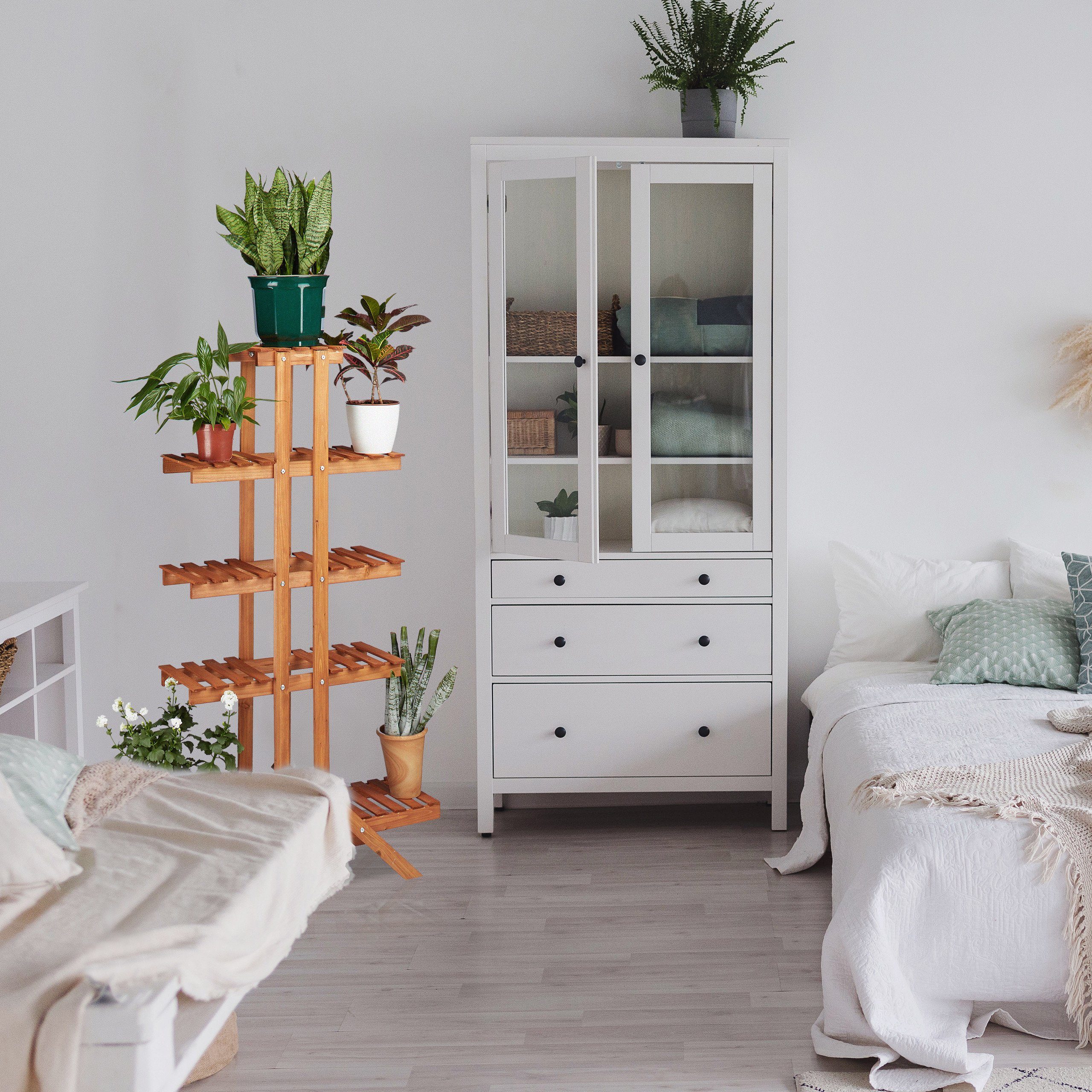 relaxdays Blumenständer Blumentreppe 5 Ebenen, Honigbraun günstig online kaufen