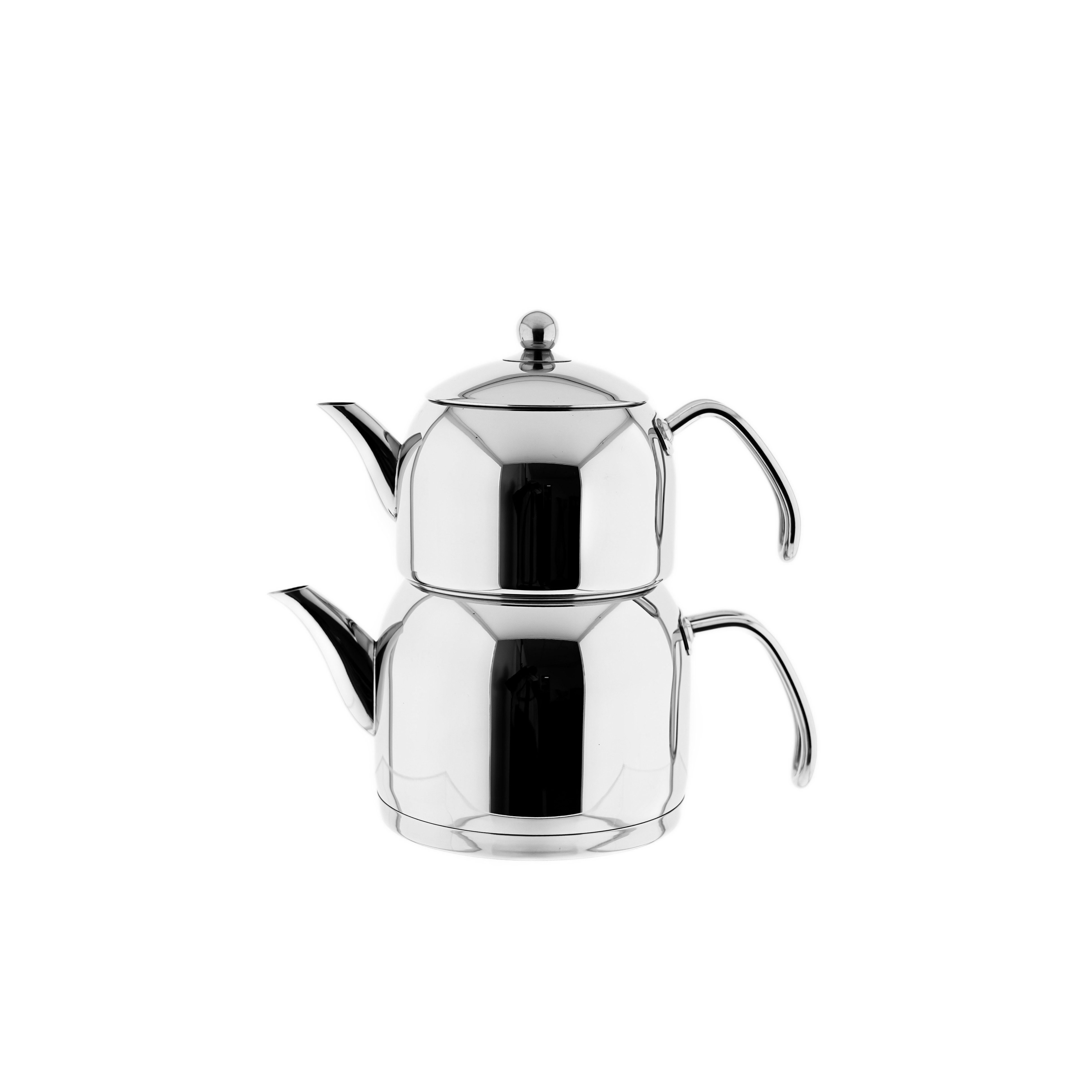 Almina Caydanlik-Teekanne Liya Large aus hochwertigem 18/10-Edelstahl - 1,5L/3L, (1-St), Induktionsgeeignet