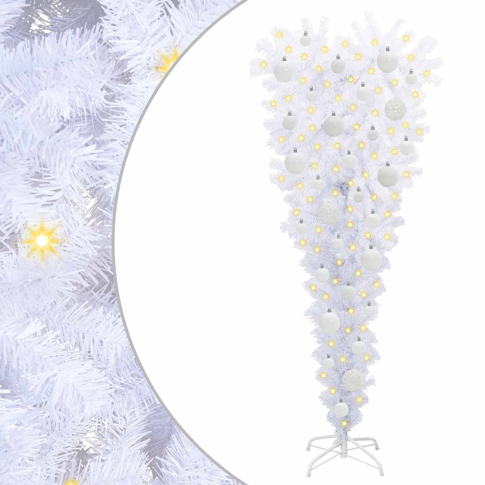 vidaXL Künstlicher Weihnachtsbaum 65 x 65 x 120 cm Künstlicher Weihnachtsbaum Weiß 120 cm PVC und Stahl