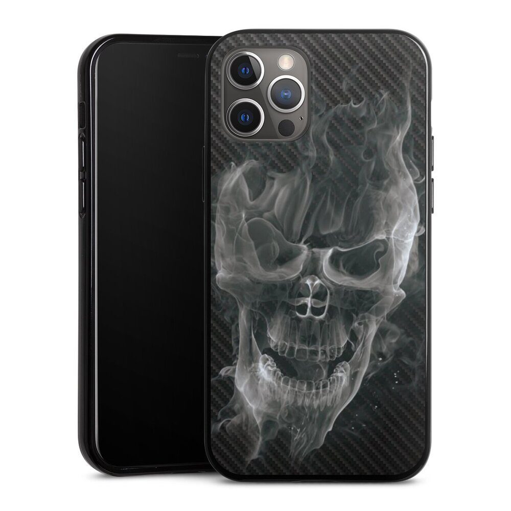 Handyhülle Totenkopf Schädel Carbon Smoke Skull Carbon