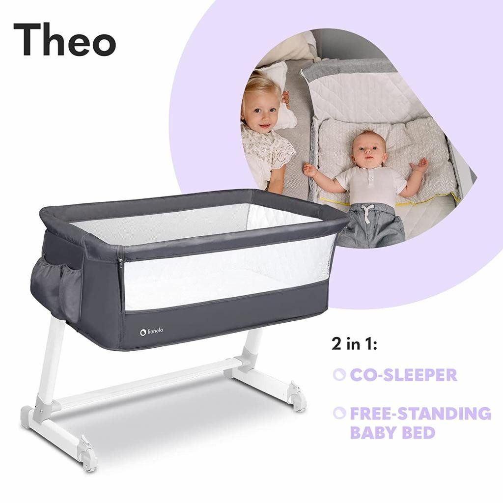 lionelo Beistellbett Lionelo Theo Baby Beistellbett Kinderbett grau Babybet günstig online kaufen