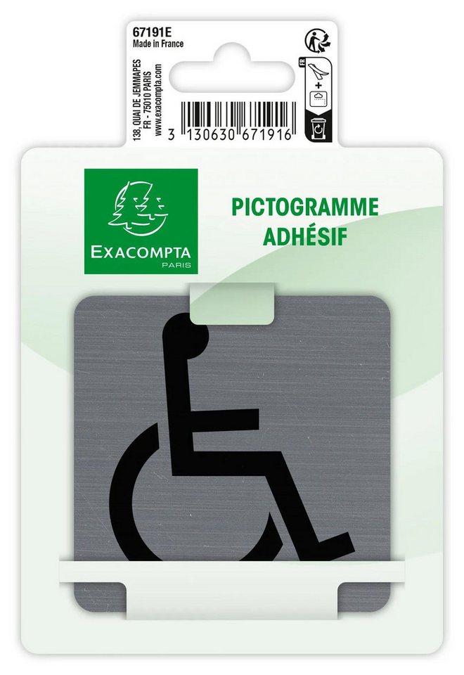 Thumbnail - EXACOMPTA Warnschild Hinweisschild selbstklebend Aluoptik Zugang 75x75cm Grau 67191E