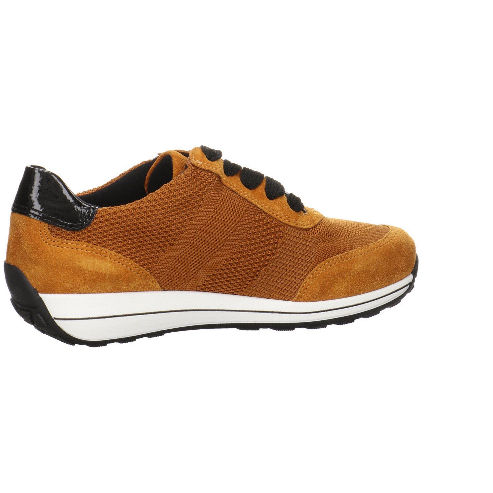 Schnürschuh Ara Leder-/Textilkombination kombiniert Schuhe Sneaker mit Damen gelb