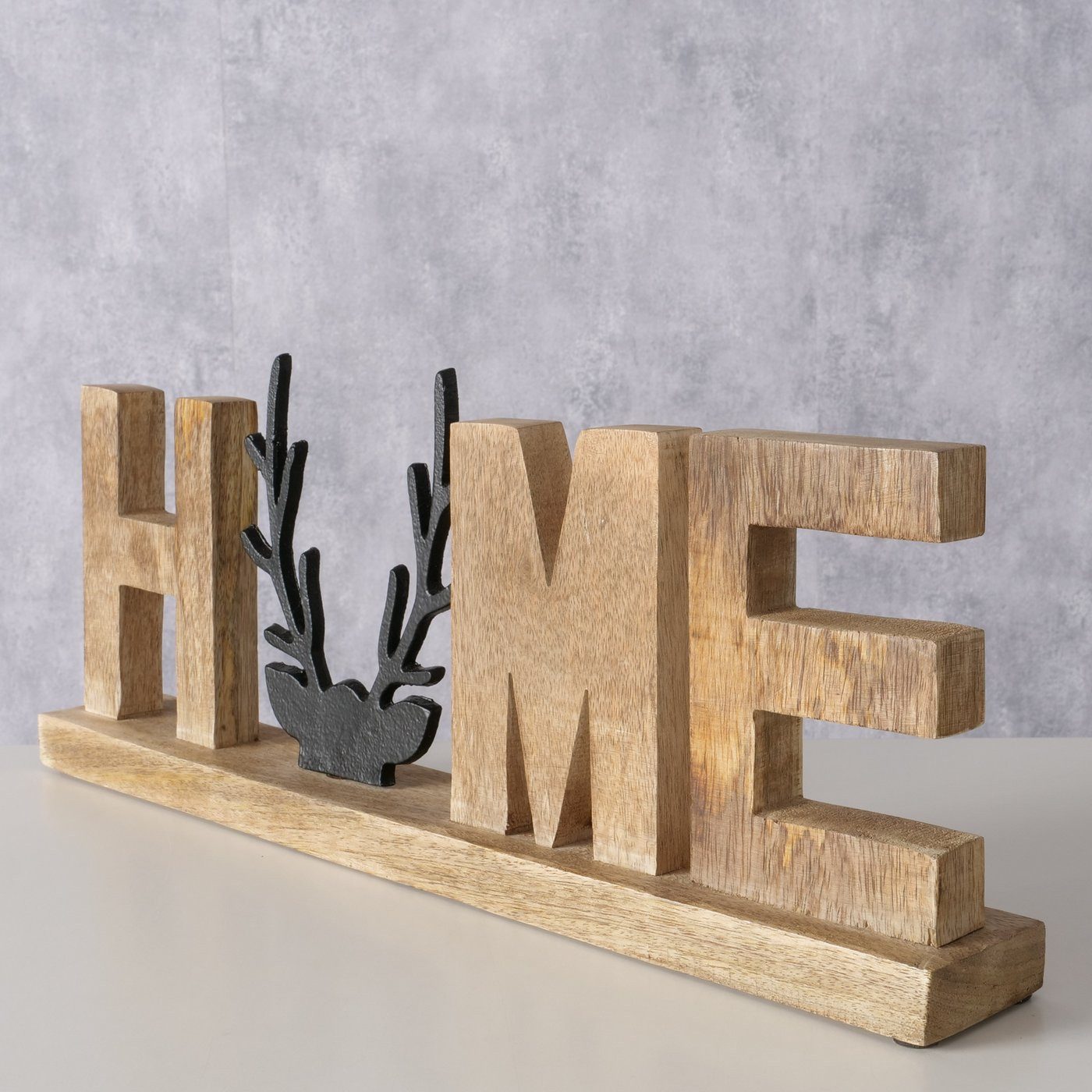 MF Deko-Schriftzug Vilbert Schriftzug Home mit Hirschkopf – Natur & Schwarz (1 St)