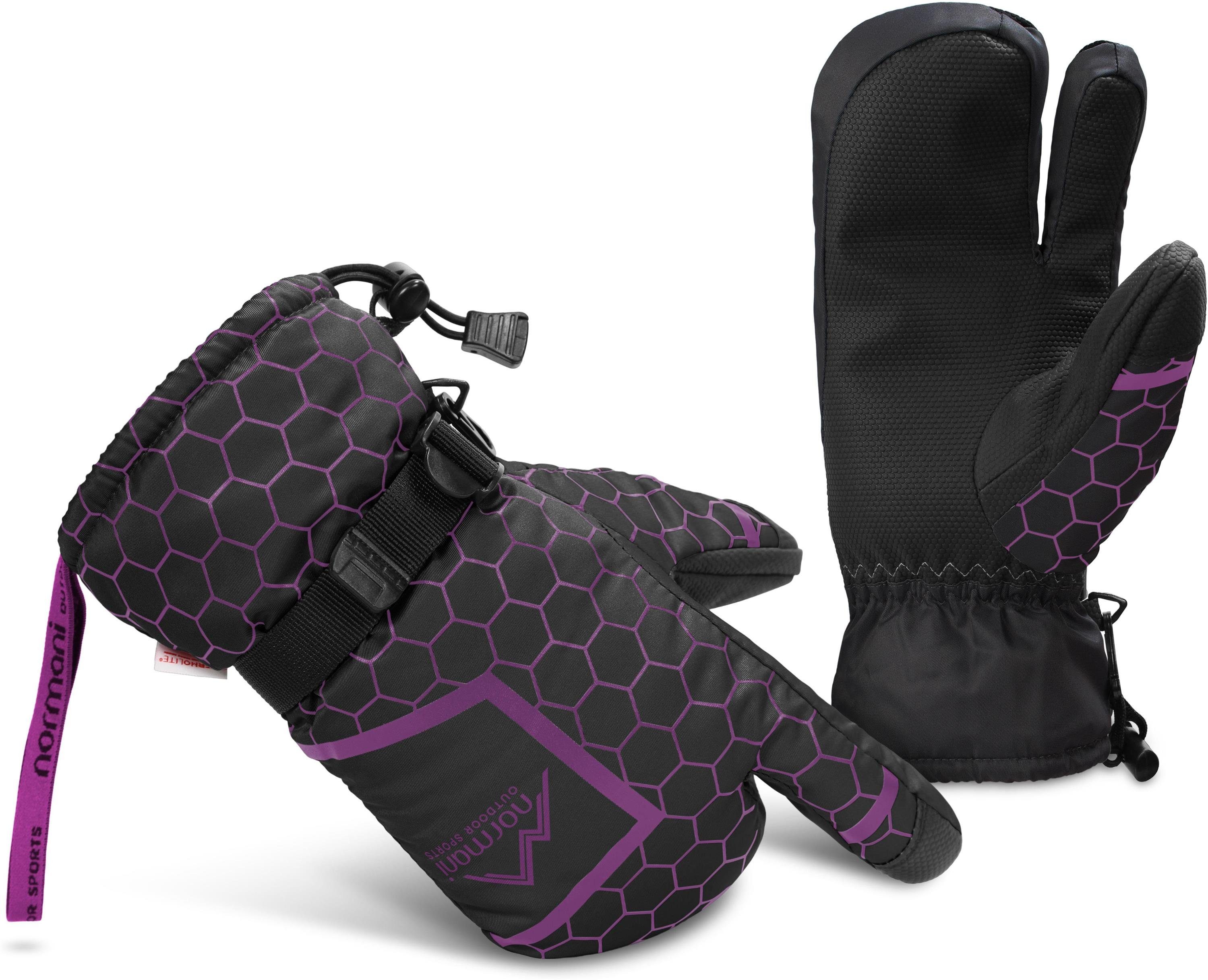 normani Skihandschuhe Winterhandschuhe Apex Thermo - Schwarz/Violett ComforMax - - Wasserdicht Füllung Atmungsaktiv mit Winterhandschuhe - Winddicht Skihandschuhe