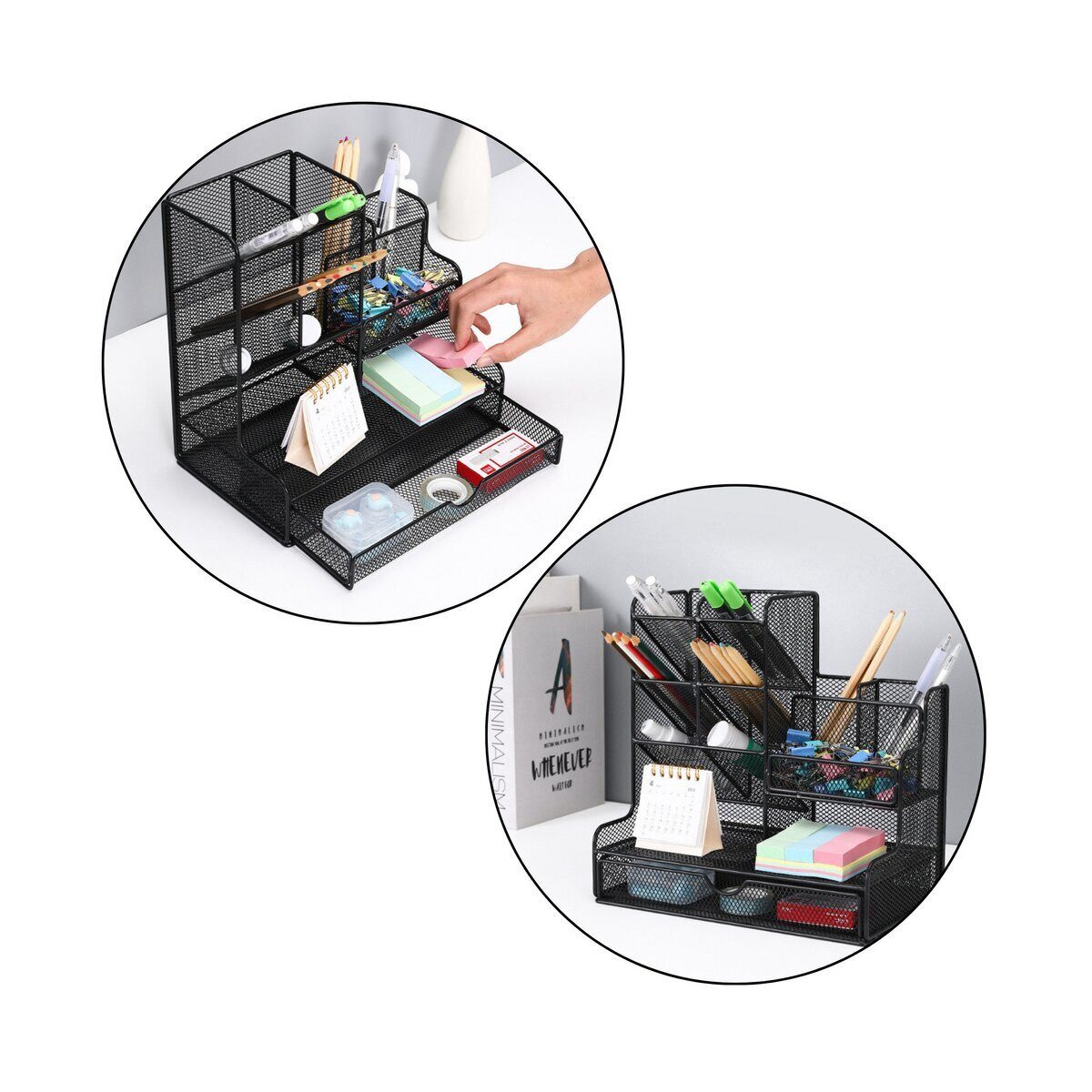 Wisam Büro-Set Büro Organizer Metall Schwarz Schreibtisch Ordnung