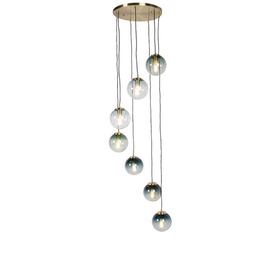 Qazqa Pendelleuchte Pallon, Dimmbar, LED wechselbar, Extra-Warmweiß, QAZQA Hängeleuchte, e27, Gold, Glas, Art Deco