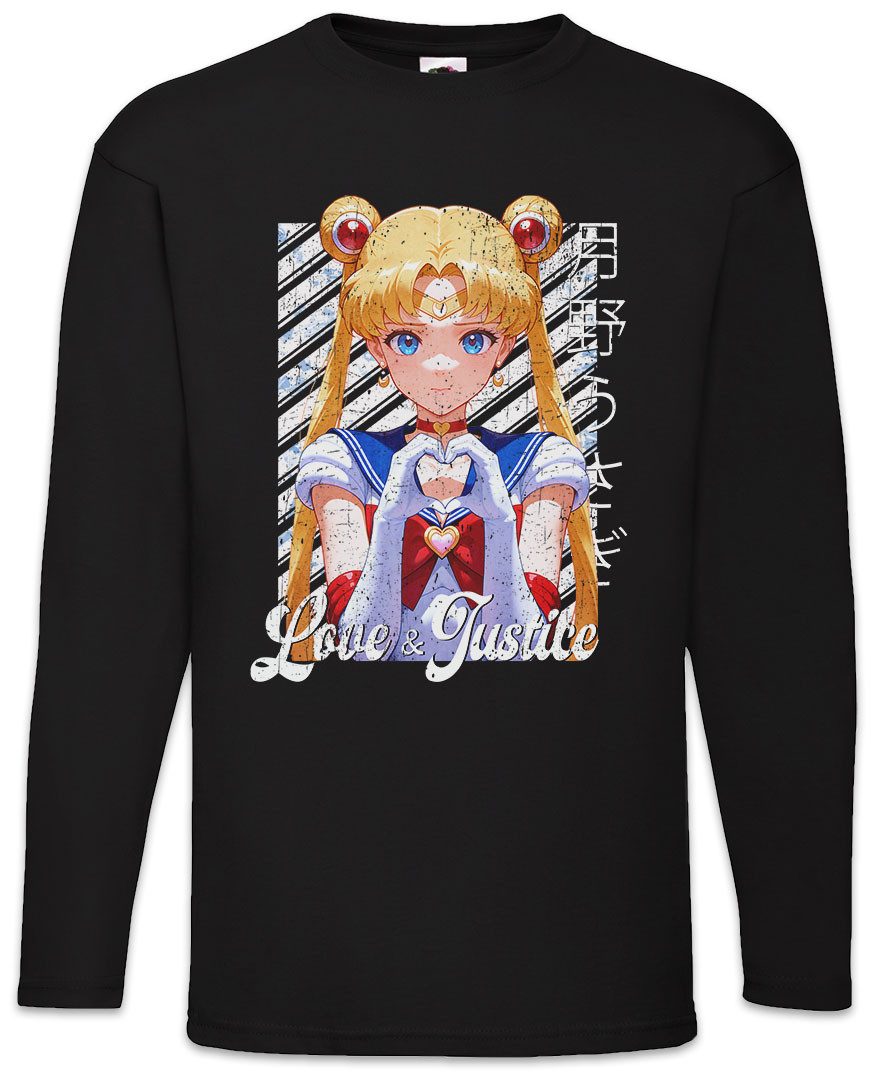 Langarmshirt Love And Justice Langarm T-Shirt Anime Sailor Girl Usagi Tsukino