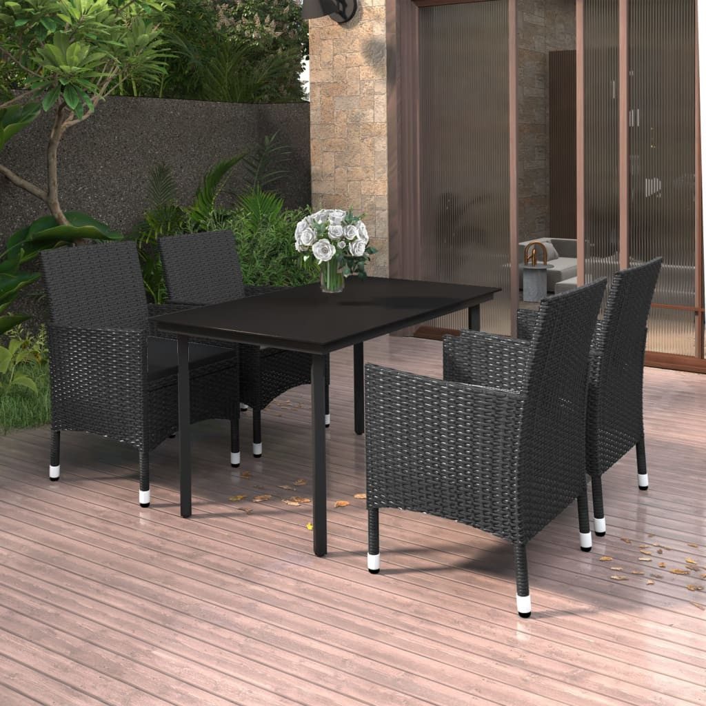 Garten-Essgruppe 140 cm Tischlnge 5-tlg Garten-Essgruppe mit Auflagen Polyrattan und Gl