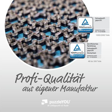 puzzleYOU Puzzle Aufnahme eines Straußenkopfes, schwarz-weiß, 48 Puzzleteile, puzzleYOU-Kollektionen Strauß