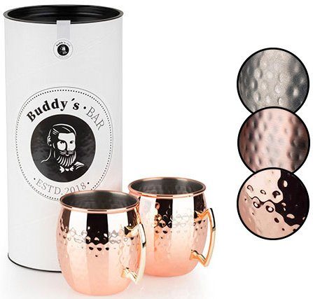 Buddy's Becher Buddy´s Bar, 2-tlg., Edelstahl, Moscow Mule Becher, 500 ml, hochwert. Edelstahl, Hammerschlag-Effekt