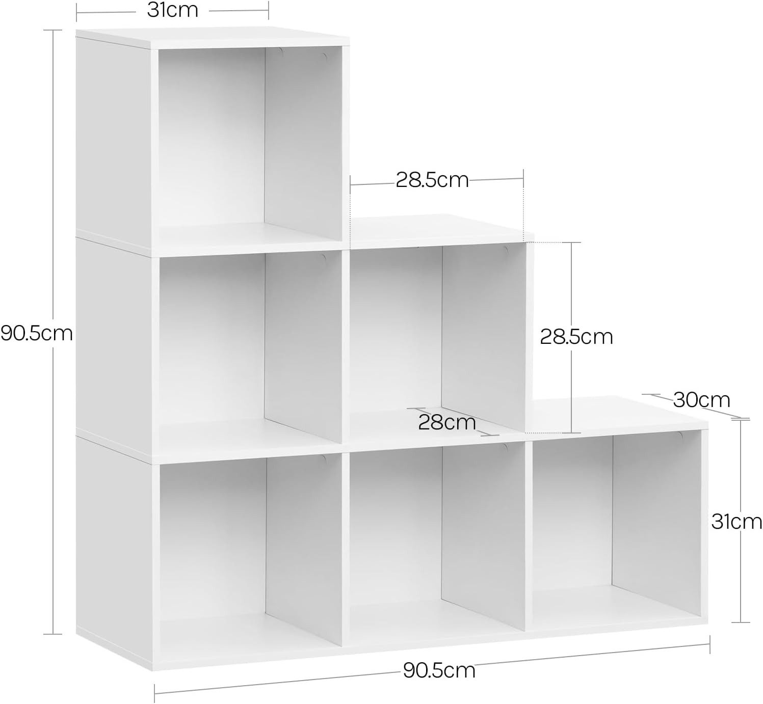Woltu Bücherregal, 1-tlg., Würfelregal Schrank mit 6 Fächern, 90,5x90,5x30 cm