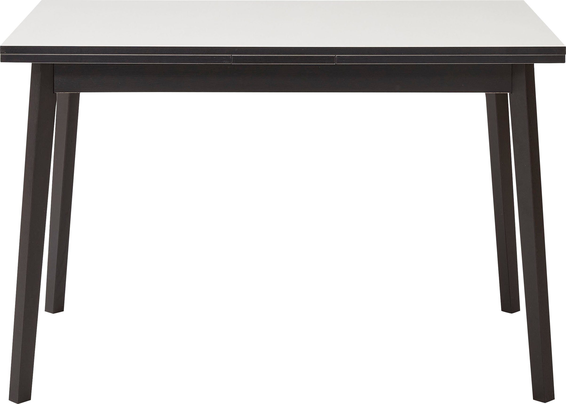 Hammel Furniture Esstisch Basic by Melamin Single, Tischplatte 120(220)x80 in Weiß/Schwarz Gestell cm, und aus Massivholz Hammel