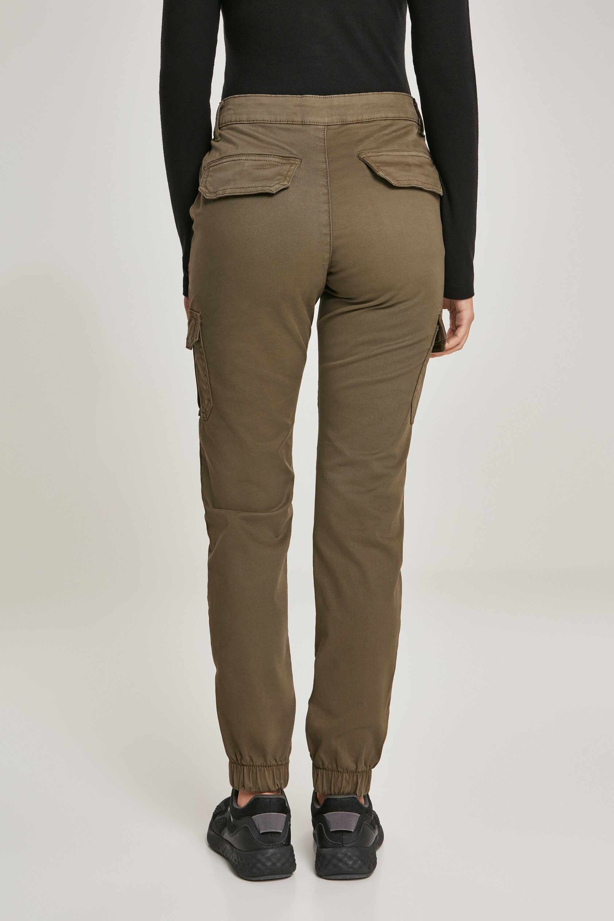 Pants Ladies Cargo olive (1-tlg) Damen High CLASSICS URBAN Cargohose Waist
