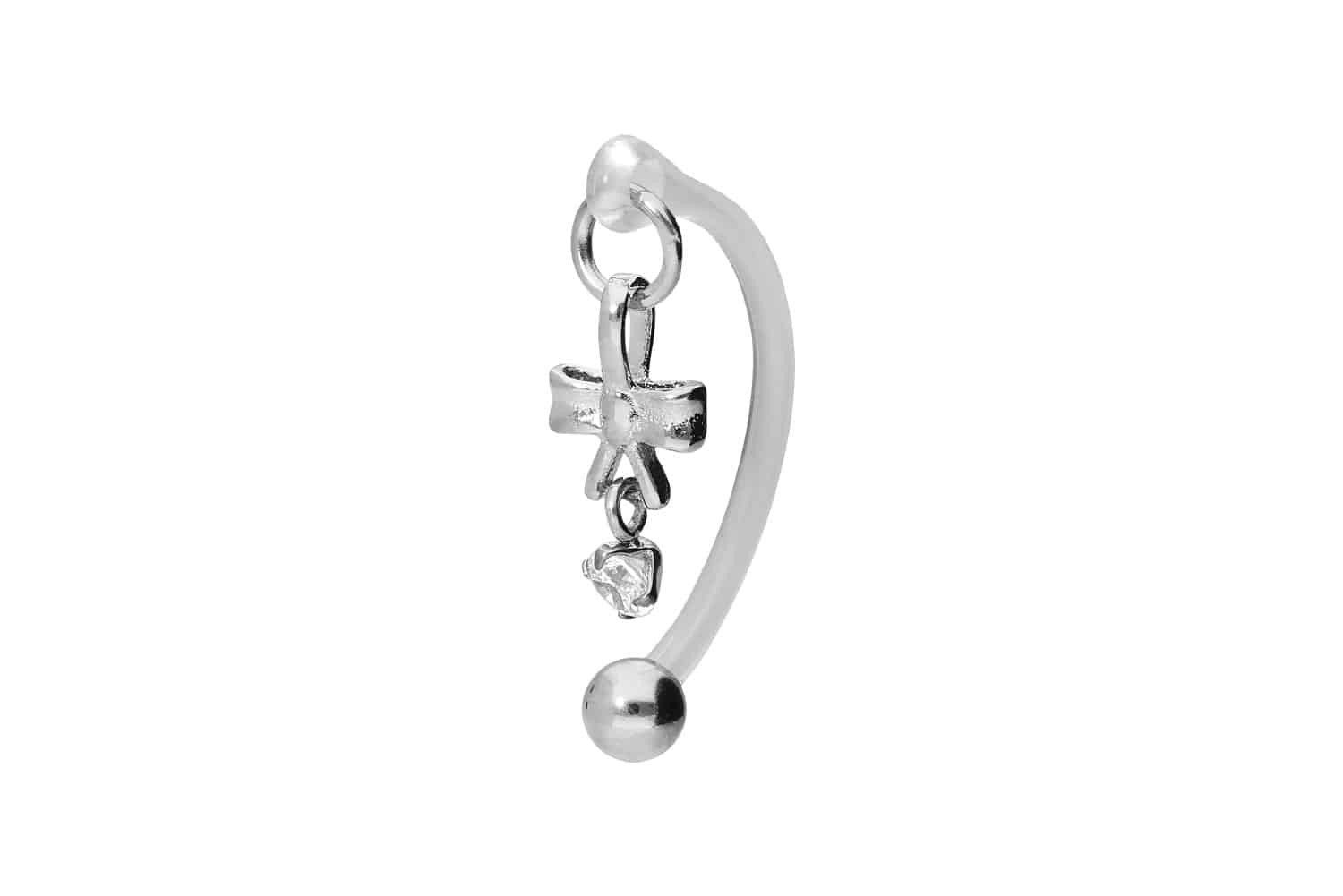 Bauchnabelpiercing PMFK Bananabell mit Chirurgenstahl-Design SCHLEIFE + KRISTALL