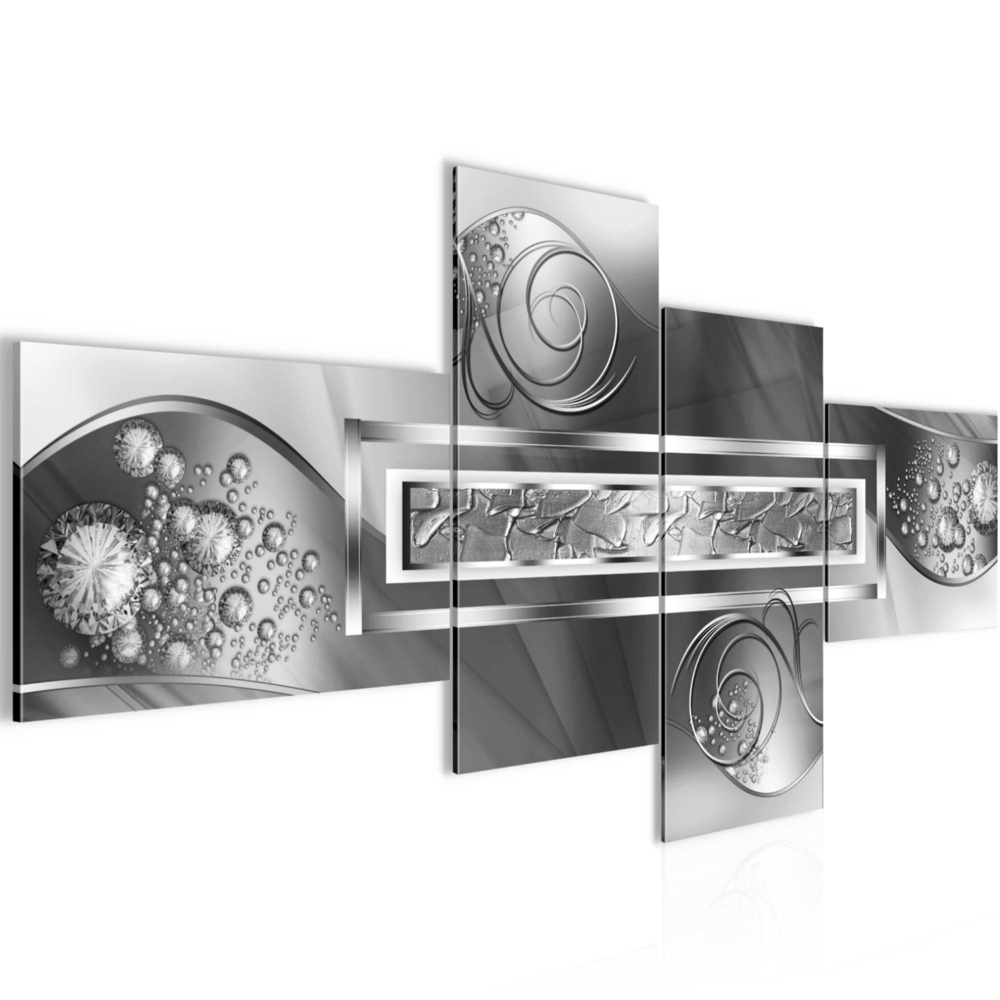 Runa Art Wandbild Bild Modern Abstrakt Made in Germany Diamant Grau Silber 108042b, 100L x 50B cm