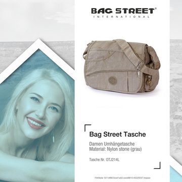 BAG STREET Umhängetasche Bag Street Damenhandtasche Umhängetasche (Umhängetasche), Umhängetasche Nylon, stone (grau) ca. 32cm x ca. 20cm