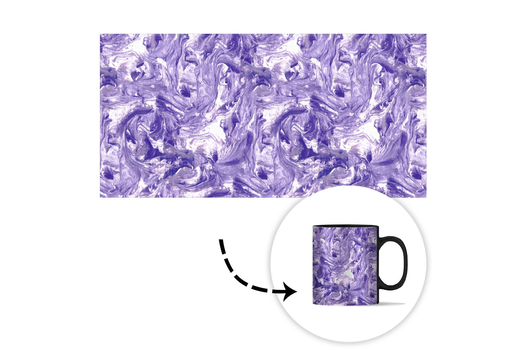 MuchoWow Tasse Violett - Marmor Zaubertasse, Teetasse, Farbwechsel, Muster, - Keramik, Geschenk Kaffeetassen