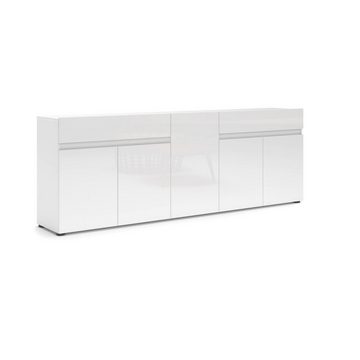 Sideboard Mister, in weiss, Lack Hochglanz - 225x80x38cm (BxHxT)