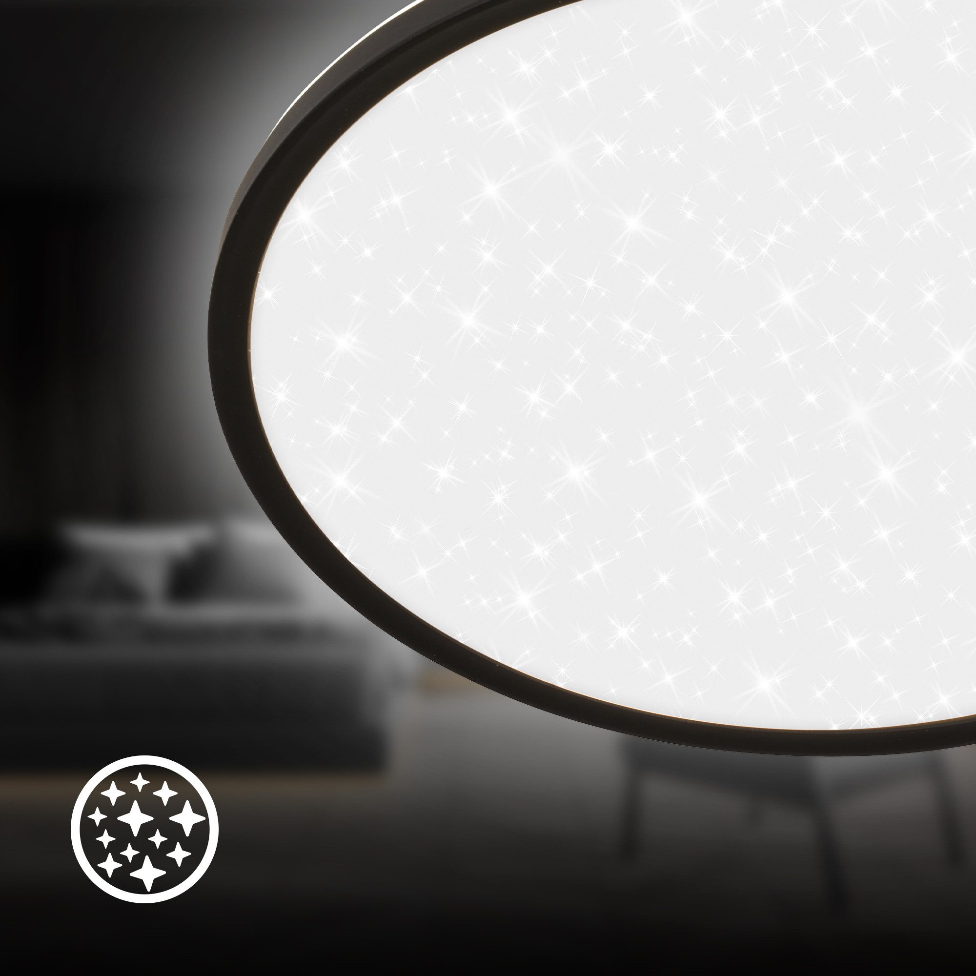 Briloner Leuchten LED Deckenleuchte Sternenhimmel-Effekt indirektes Licht Flaches Design, On/Off, LED fest integriert