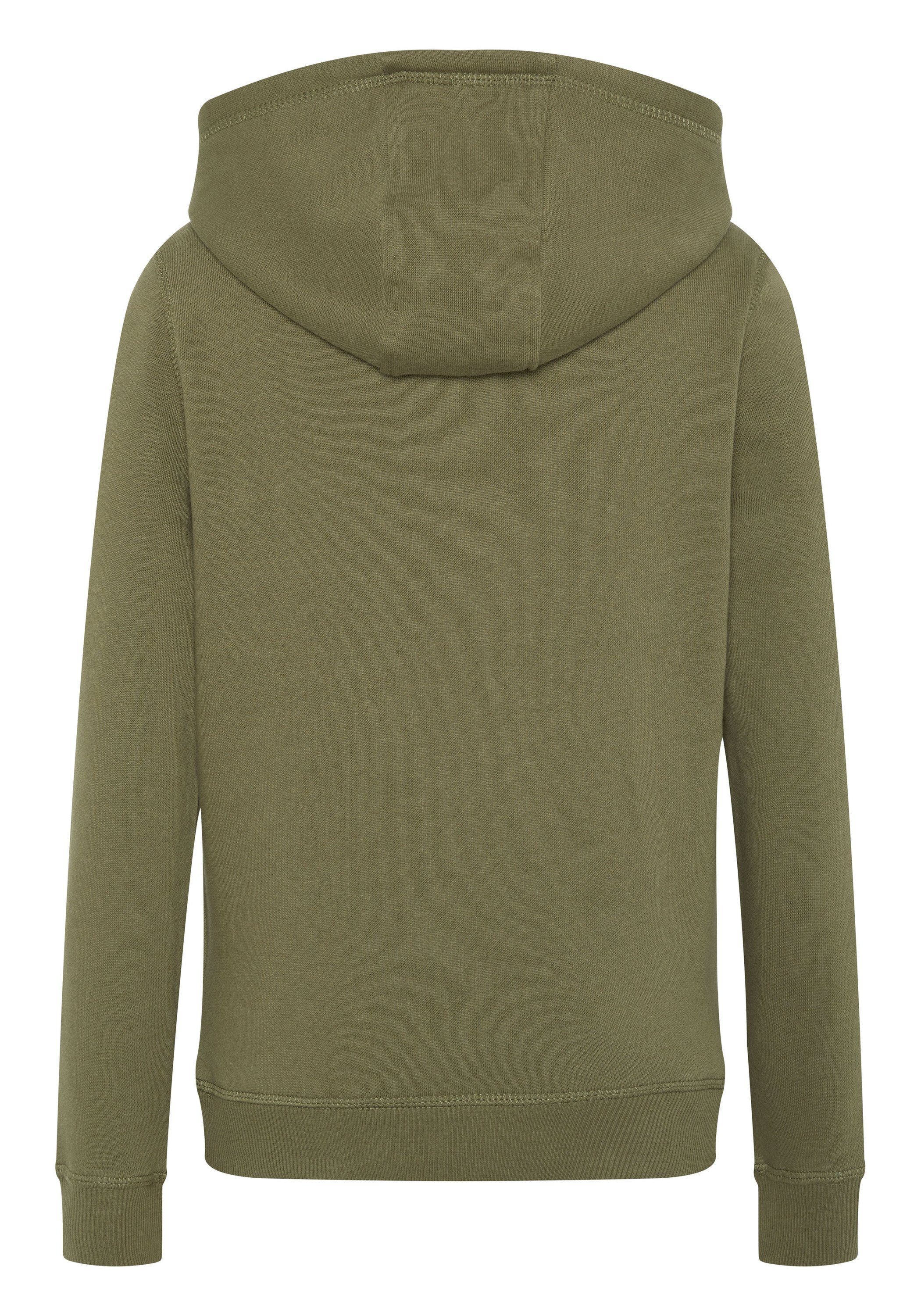 mit Polo Burnt Sweatshirt Sylt Olive 18-0521 Label-Stitching