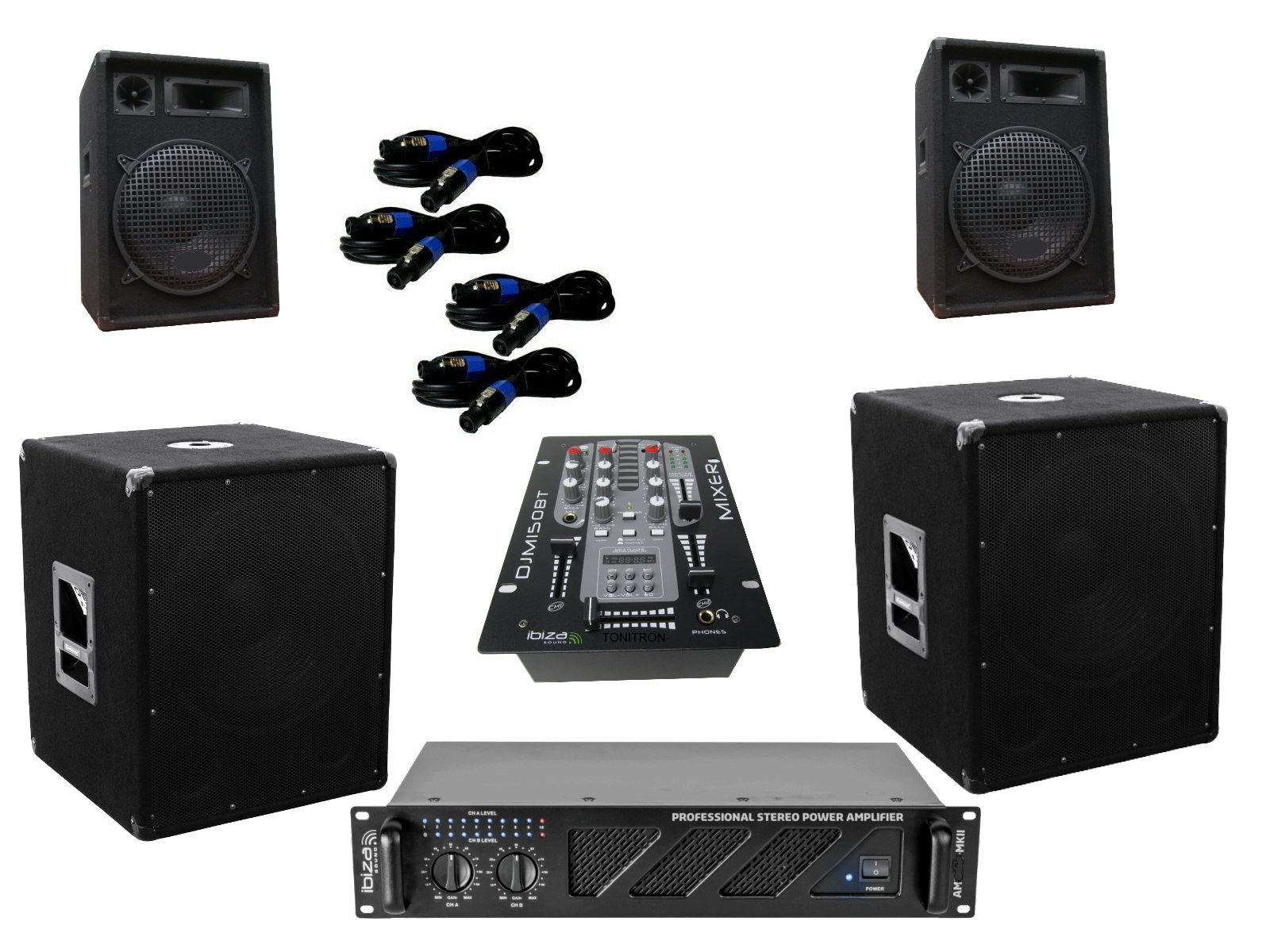 PA Party DJ Lautsprecher Subwoofer Verstärker BT Mixer 3280 Watt Party-Lautsprecher