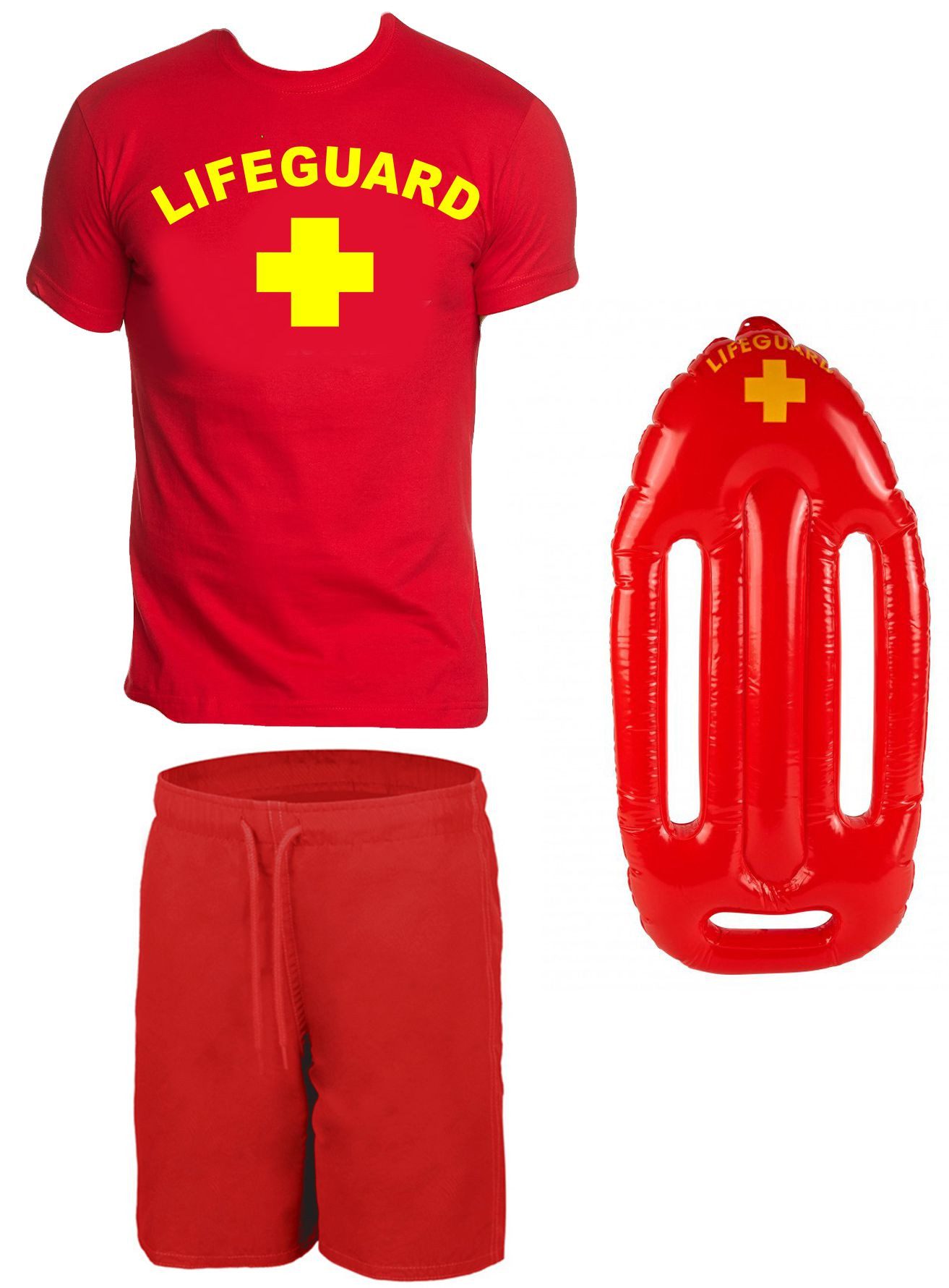 coole-fun-t-shirts Kostüm Rettungsschwimmer Schwimmboje Kostüm Rettungsschwimmer 3-teiliges Set, 3 Teile